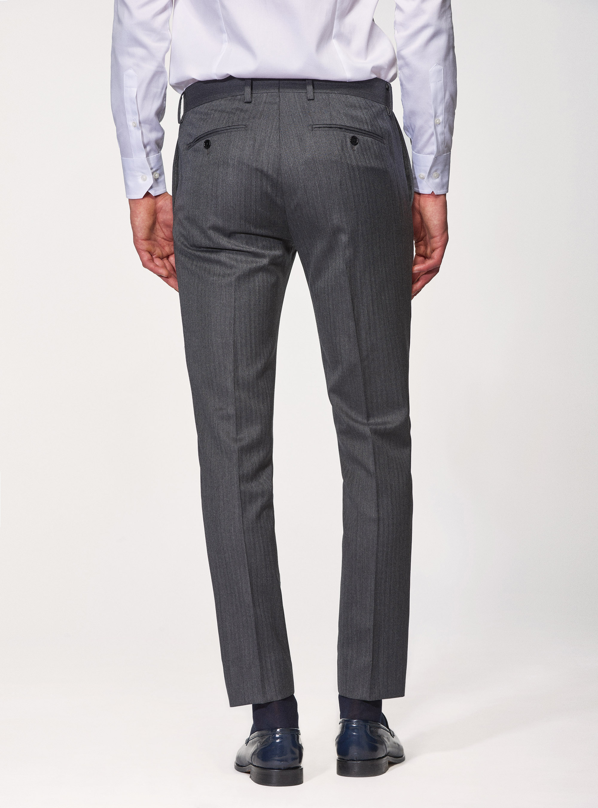Pantaloni per abito in pura lana spigata superfine 110's Vitale Barberis Canonico, GRIGIO MELANGE 0151C
