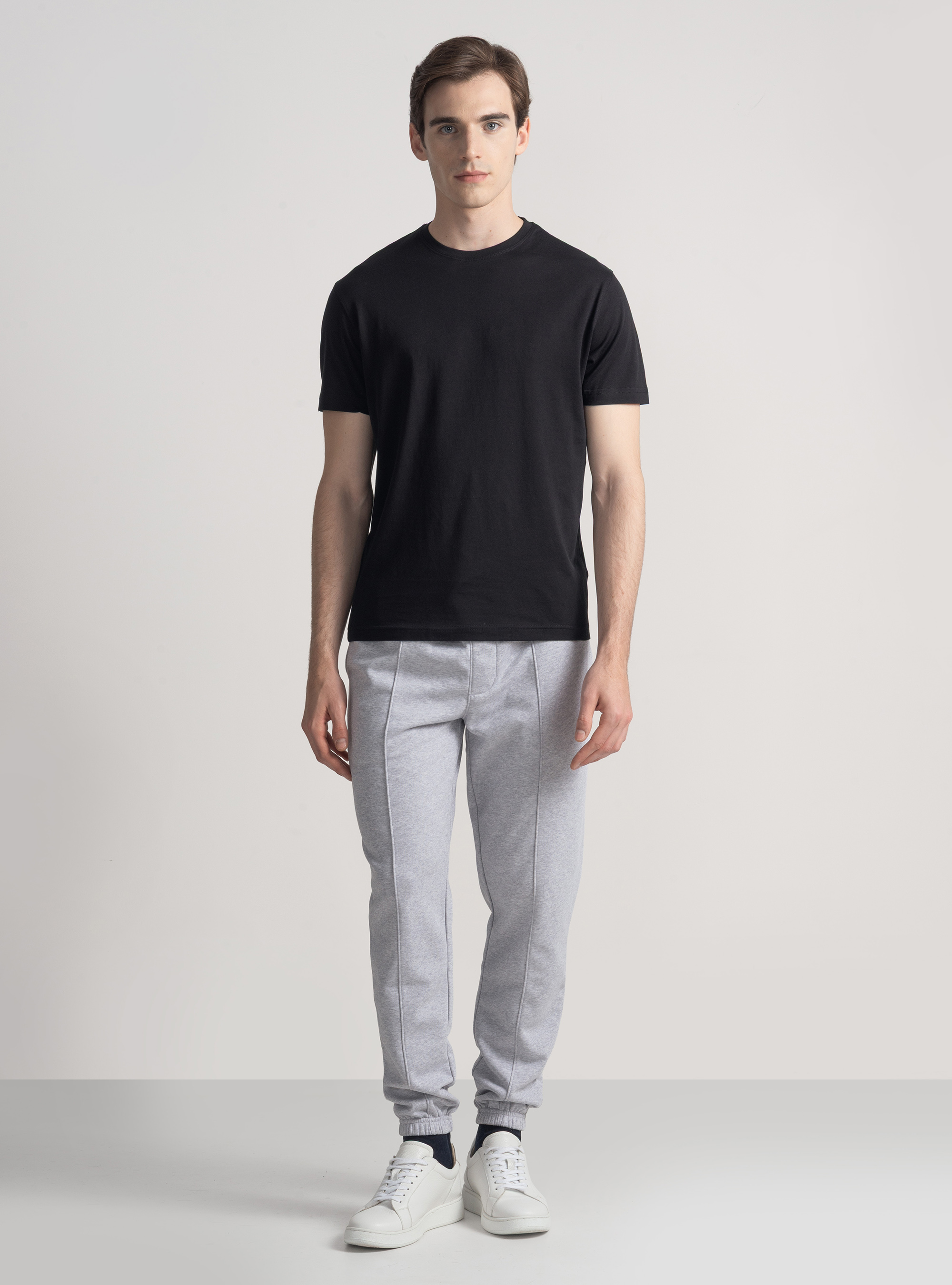 T-shirt in cotone supima mezza manica, NERO