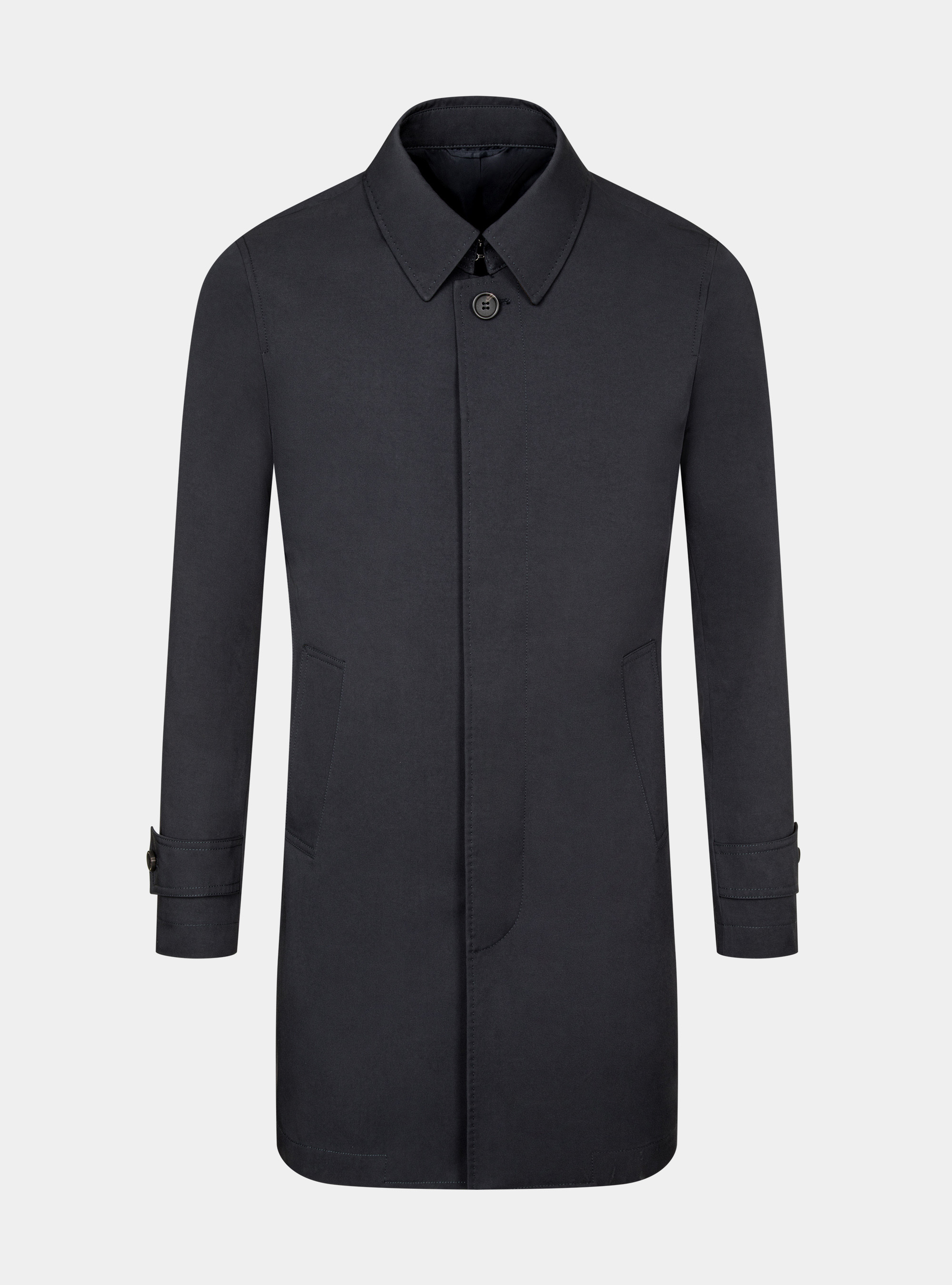 Impermeabile monopetto in tessuto idrorepellente, BLU NAVY