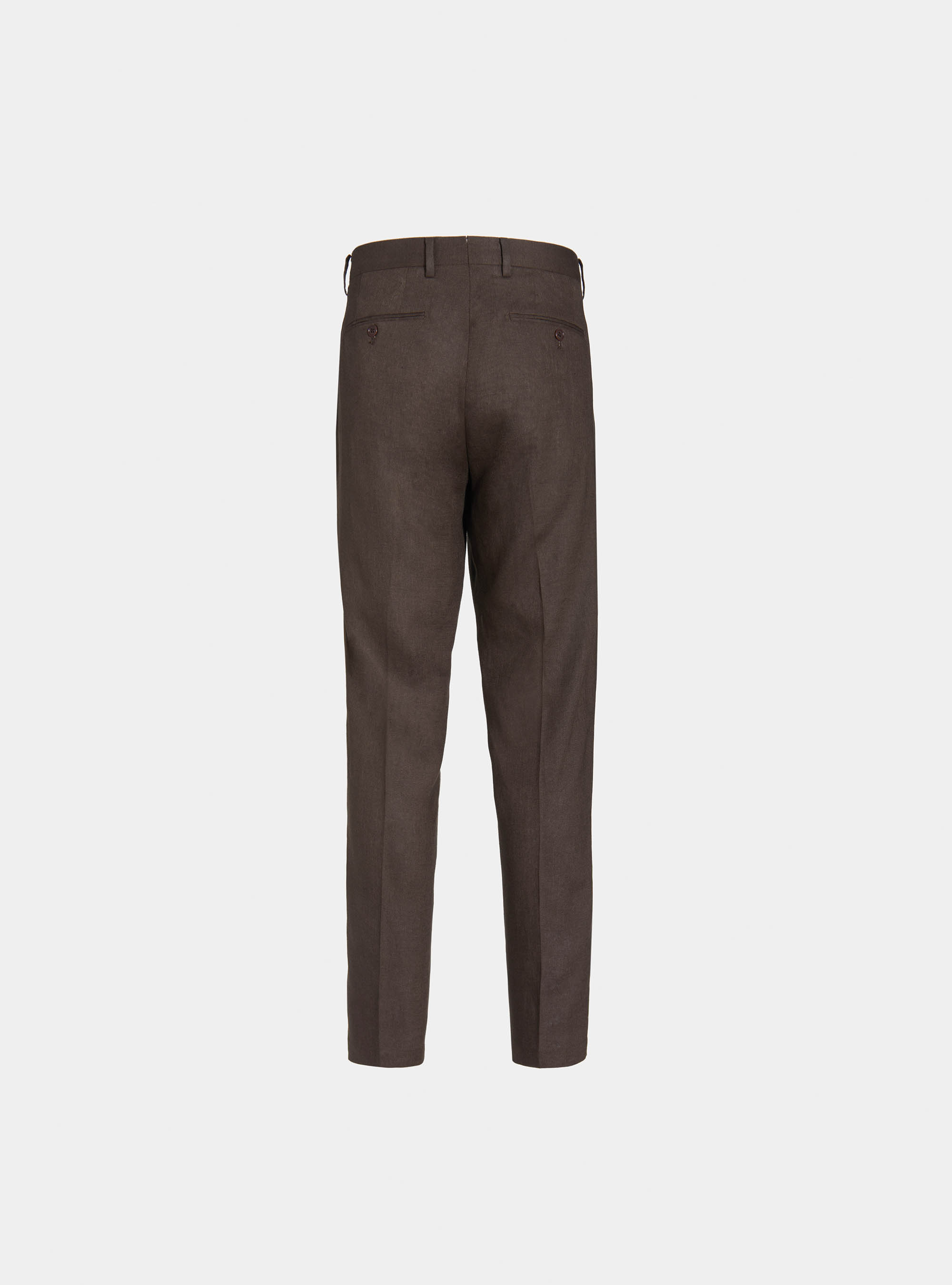 Pantaloni per abito in puro lino, MARRONE