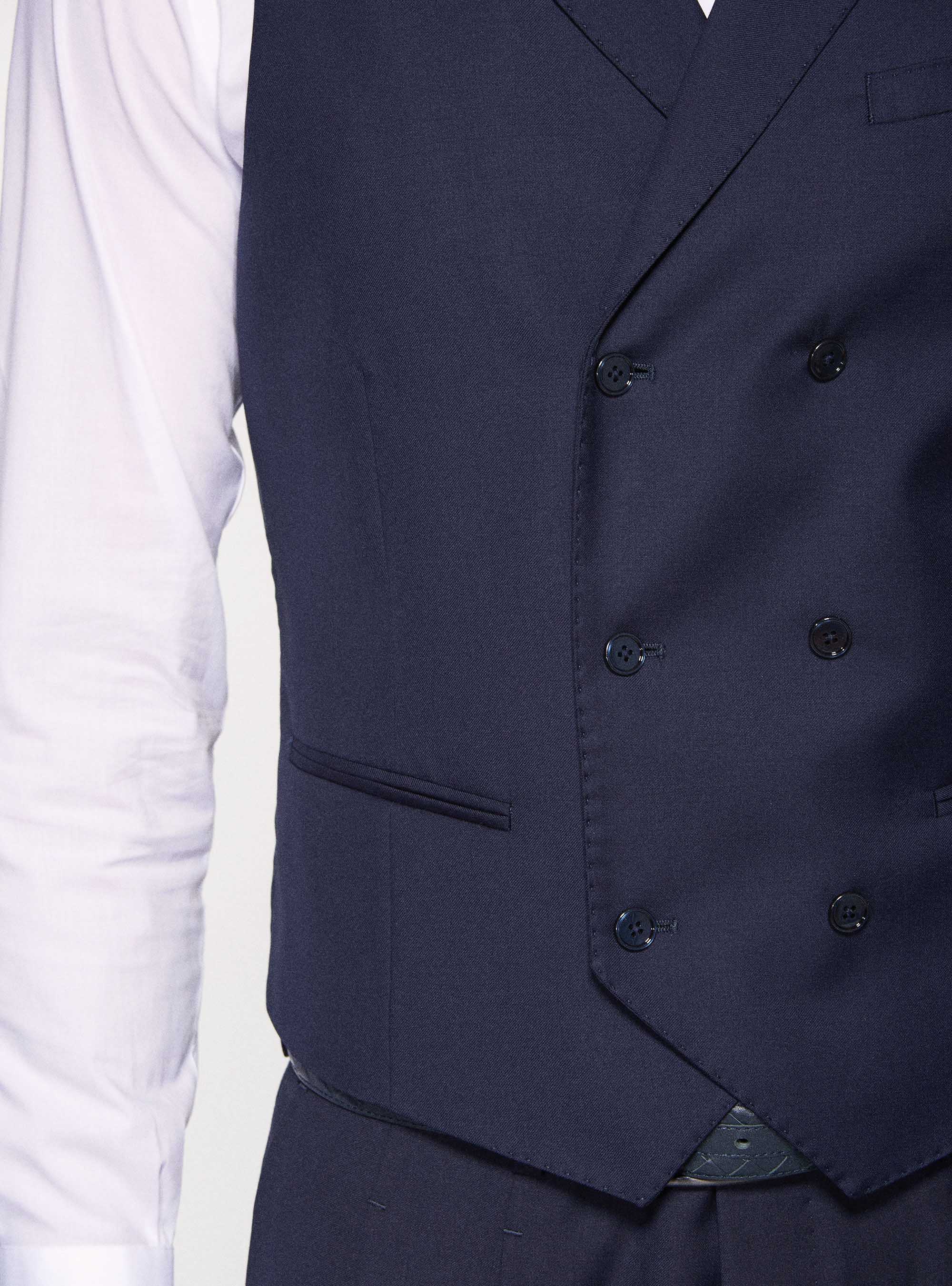 Gilet doppiopetto in pura lana superfine 110's Vitale Barberis Canonico, BLU NAVY