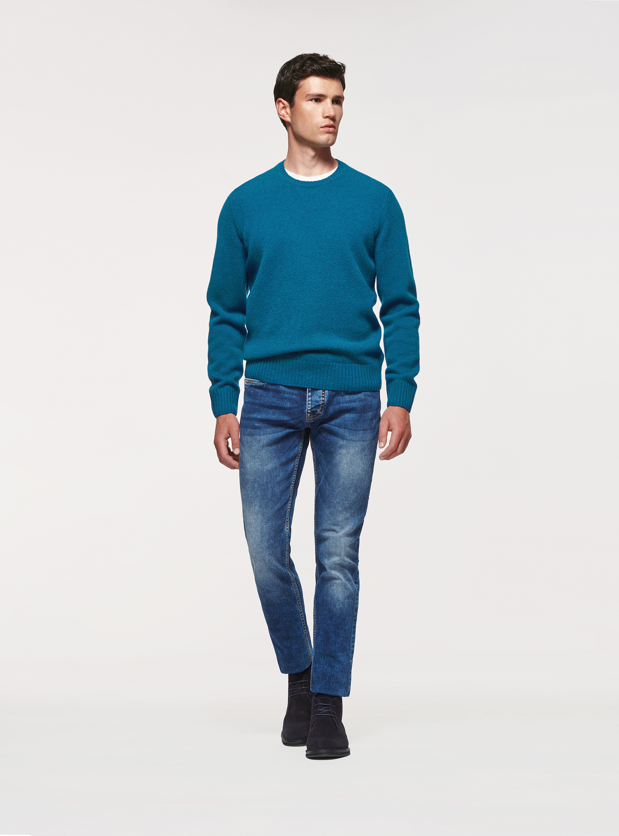 Pure Shetland wool sweater, PETROL