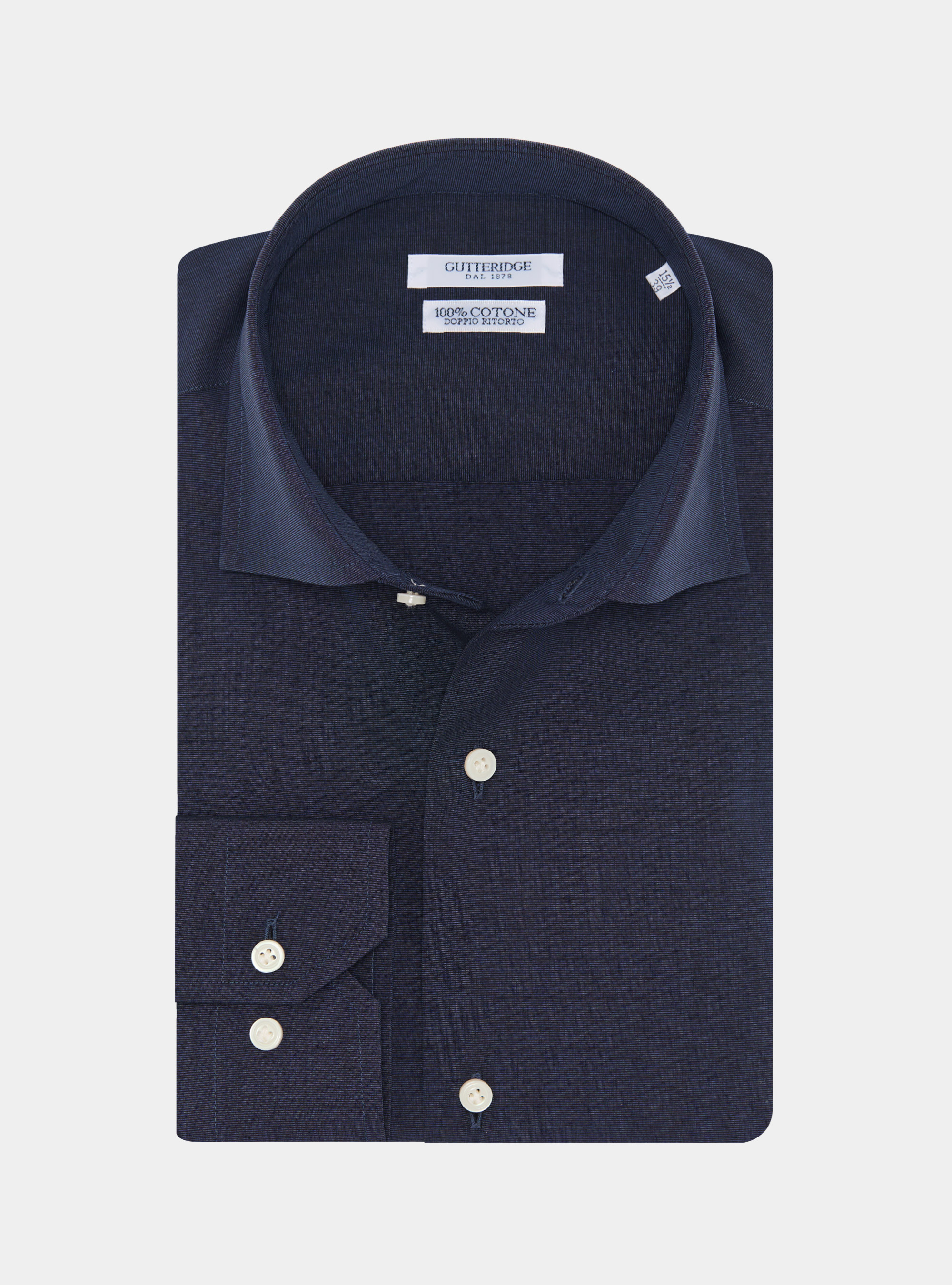 Camicia in cotone fil a fil, BLU NAVY