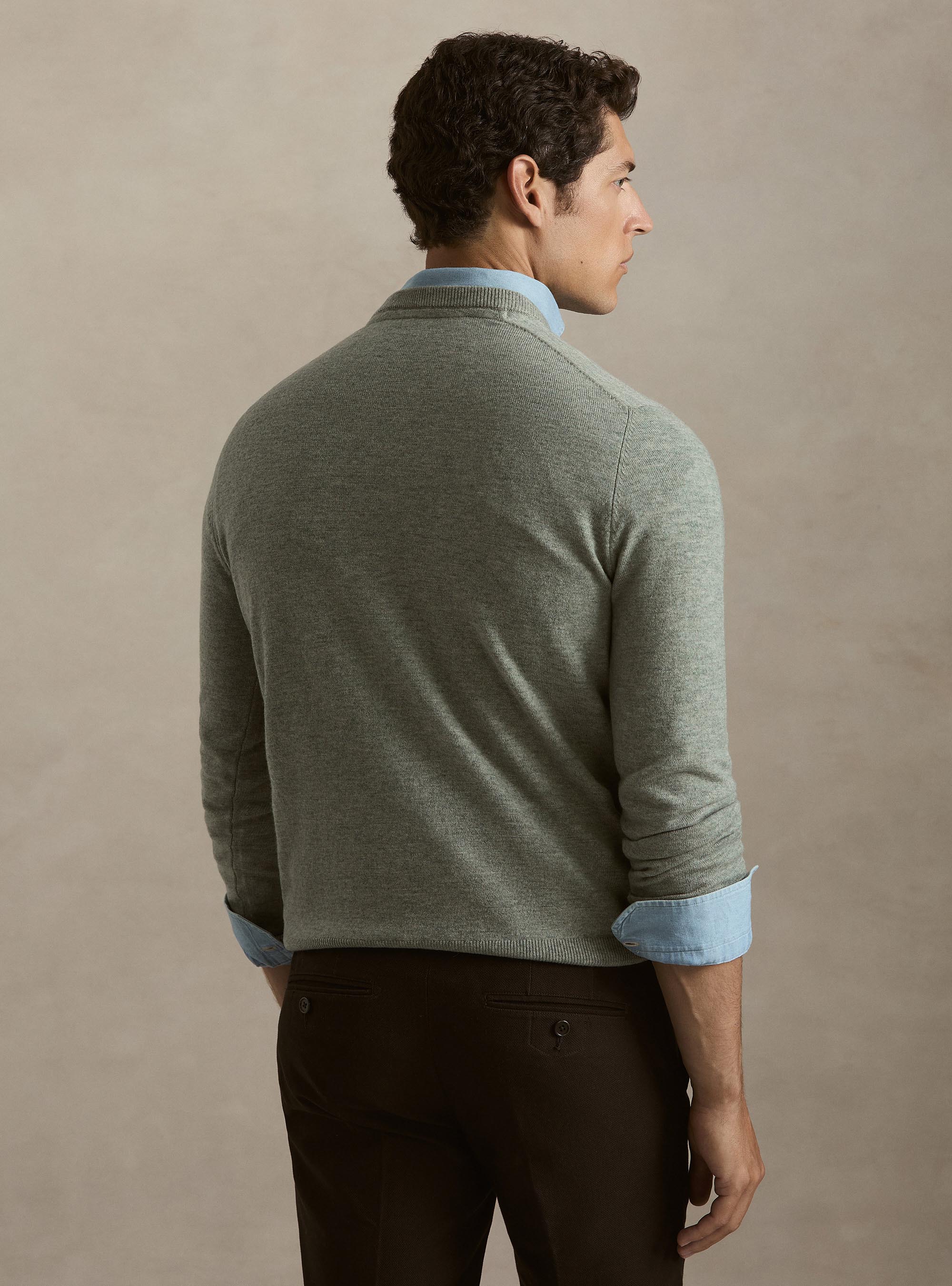 Girocollo in maglia in lana poliammide cashmere, VERDE GIADA 0655C
