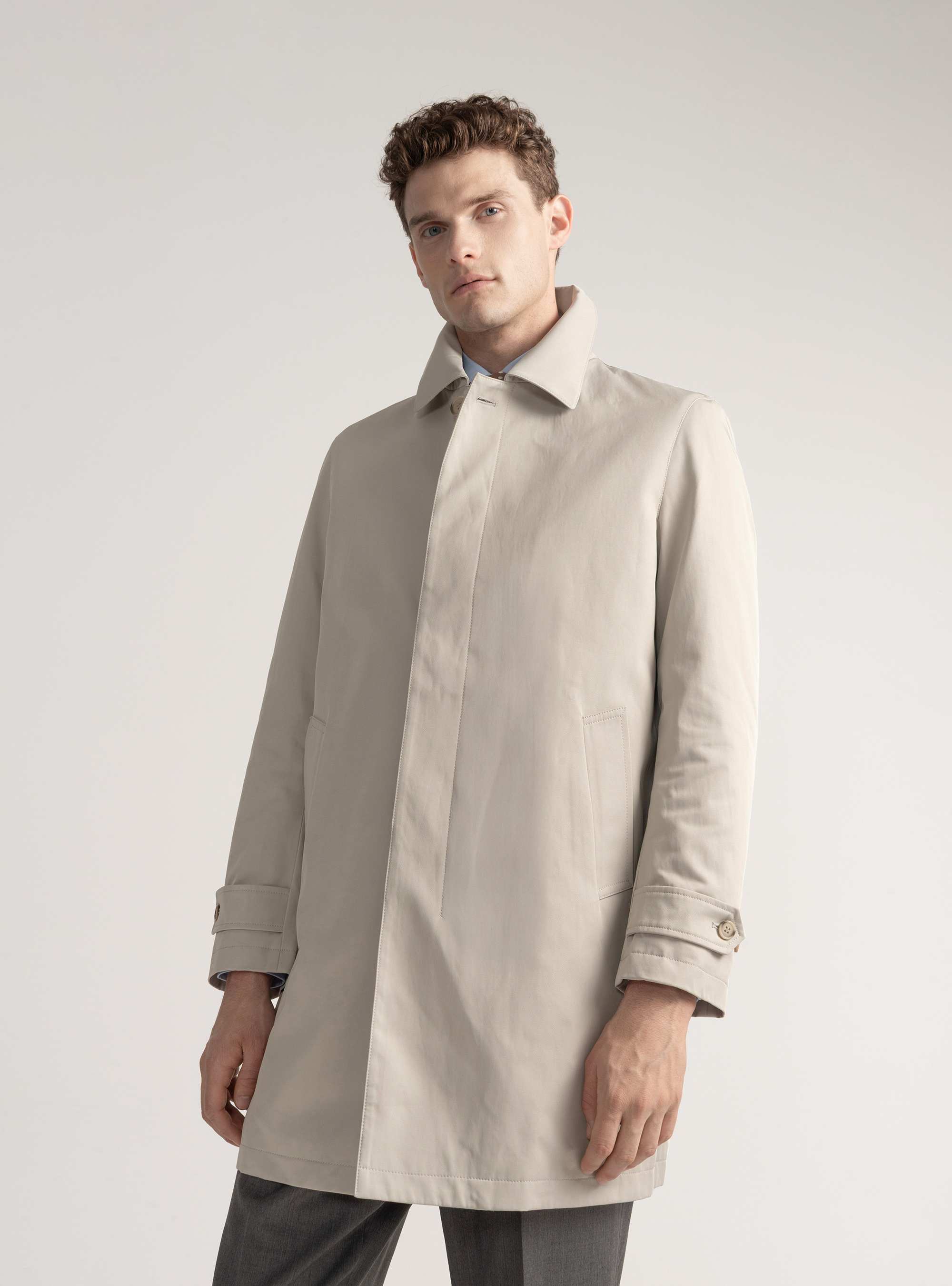 Impermeabile tecnico imbottito in misto cotone, ECRU