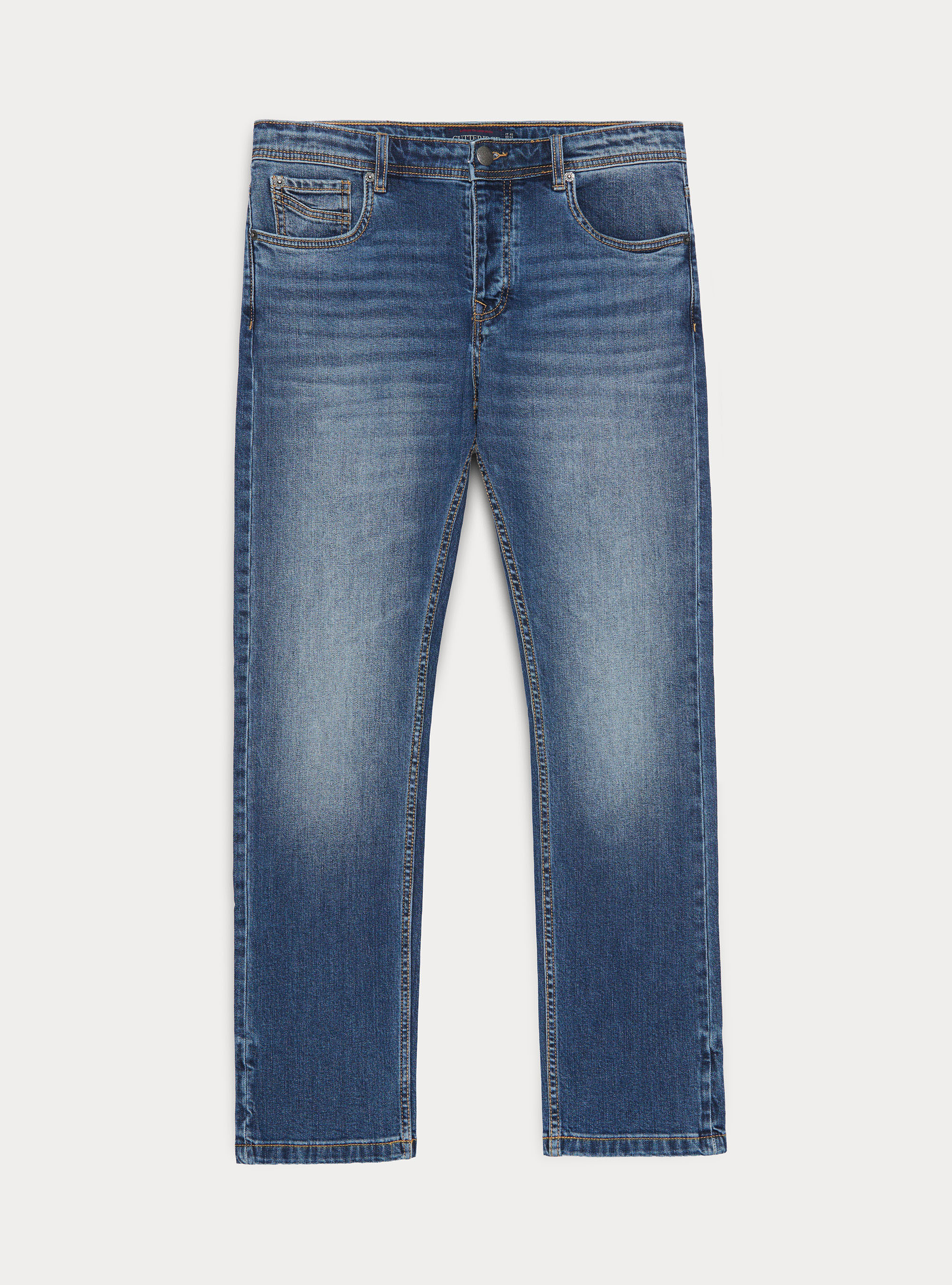 Stretch cotton denim, NAVY BLUE