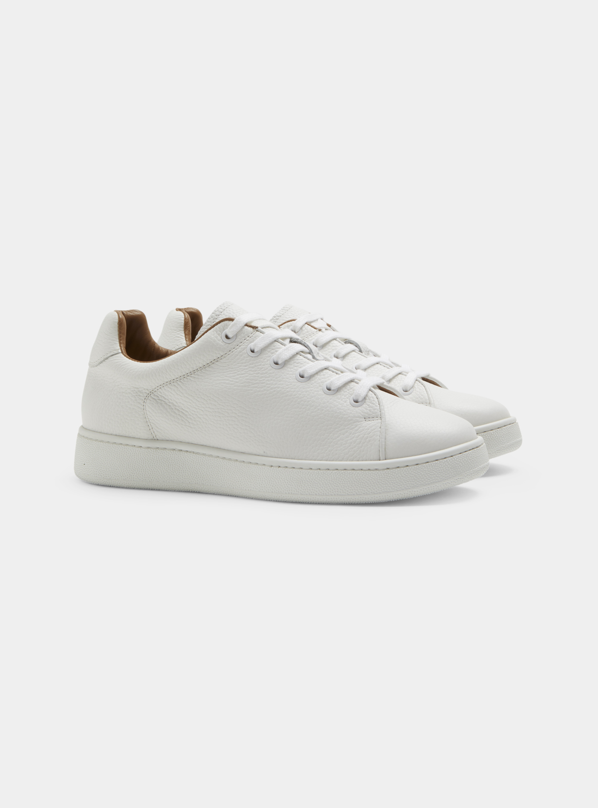 Grained leather trainers, WHITE
