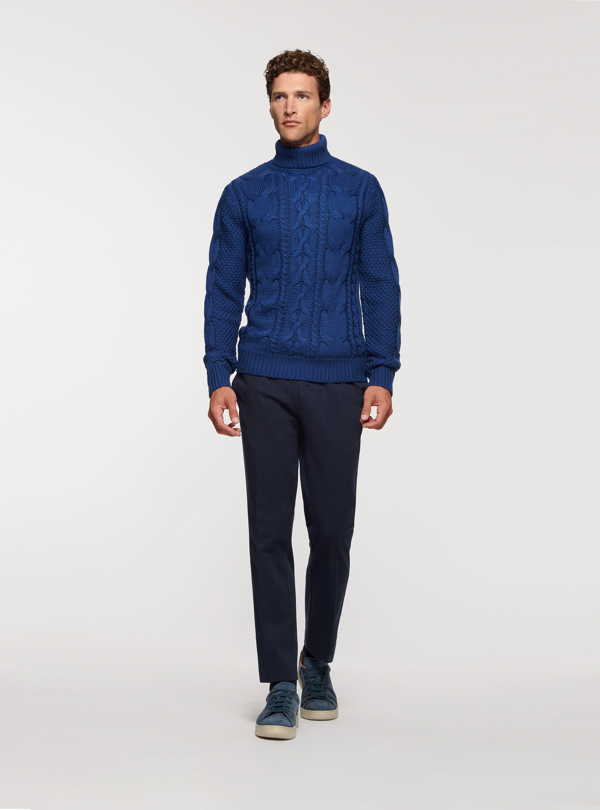 Pantaloni in twill stretch, BLU NAVY