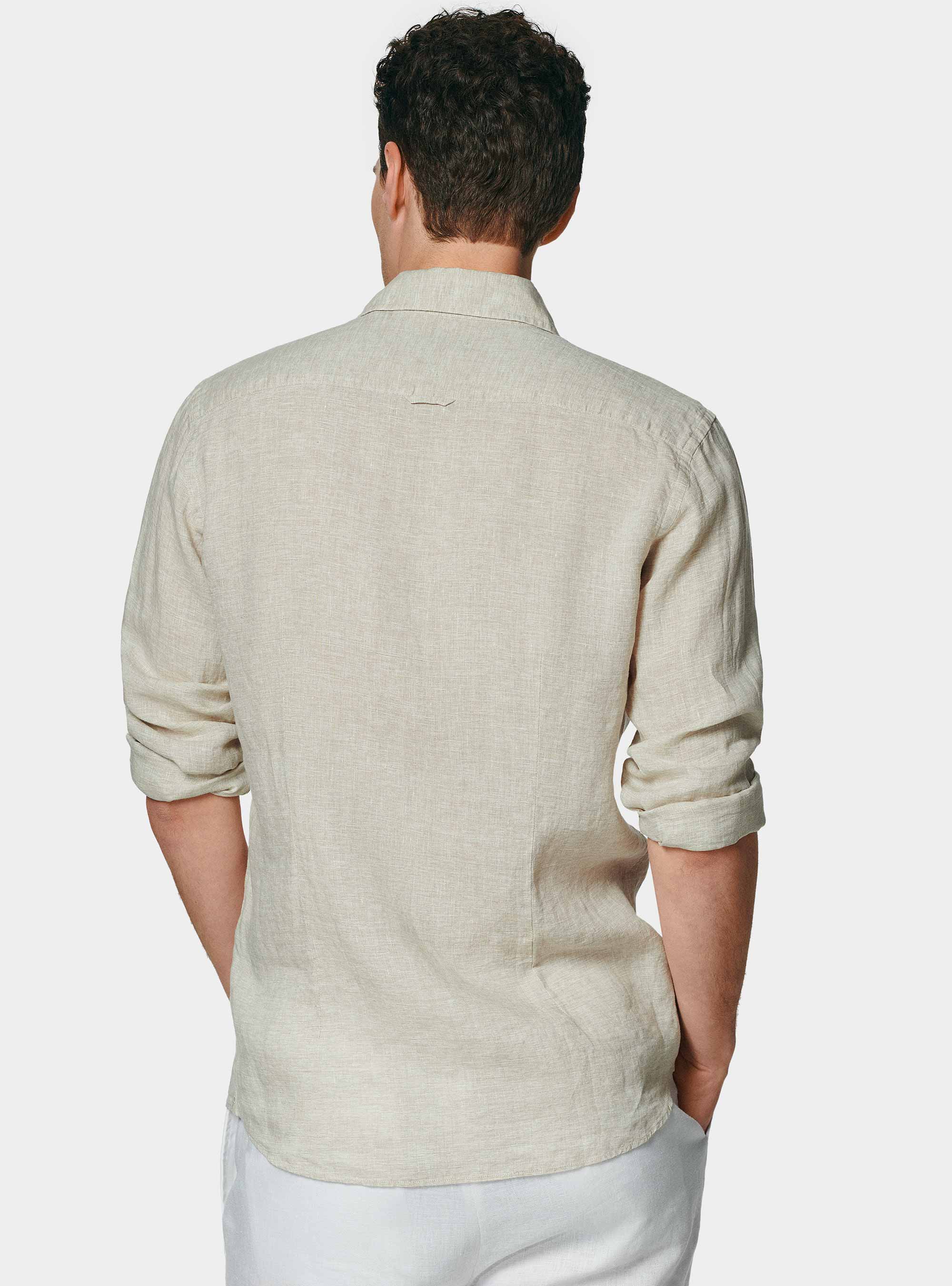 Camicia in puro lino, ECRU MELANGE 0562C
