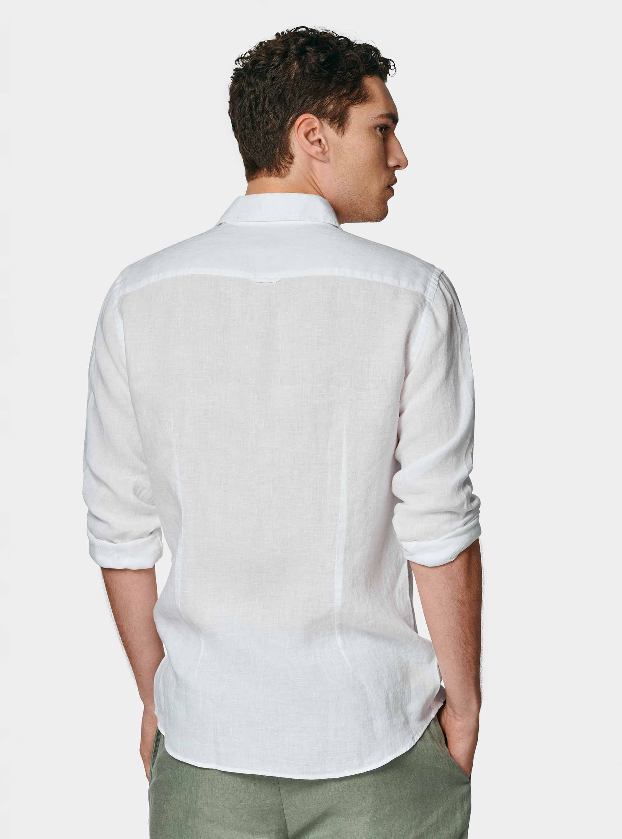 Camicia in puro lino, BIANCO