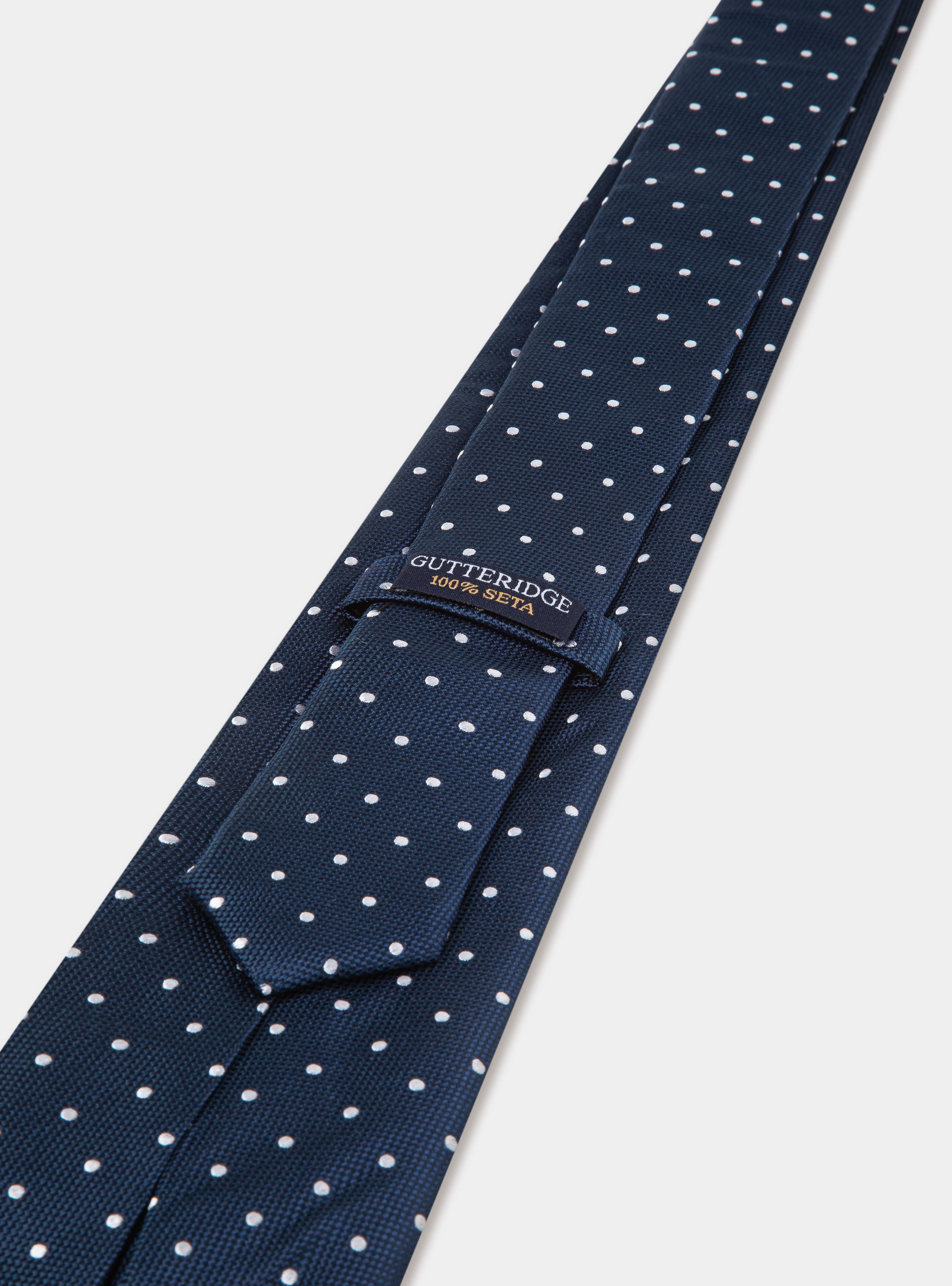 Cravatta in seta a pois, NAVY/BIANCO