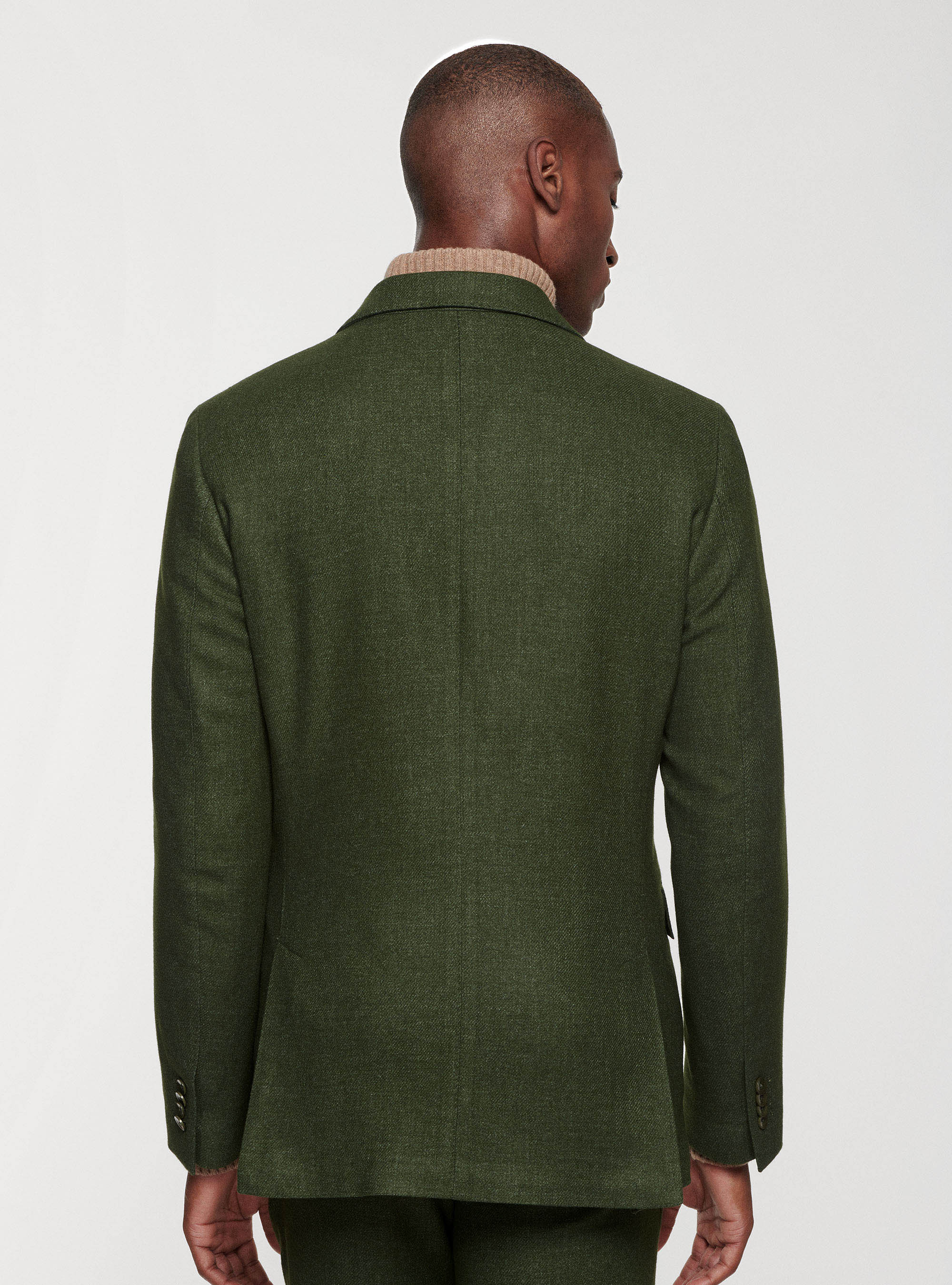 Giacca in flanella di lana Duemilagori con revers a lancia, VERDE