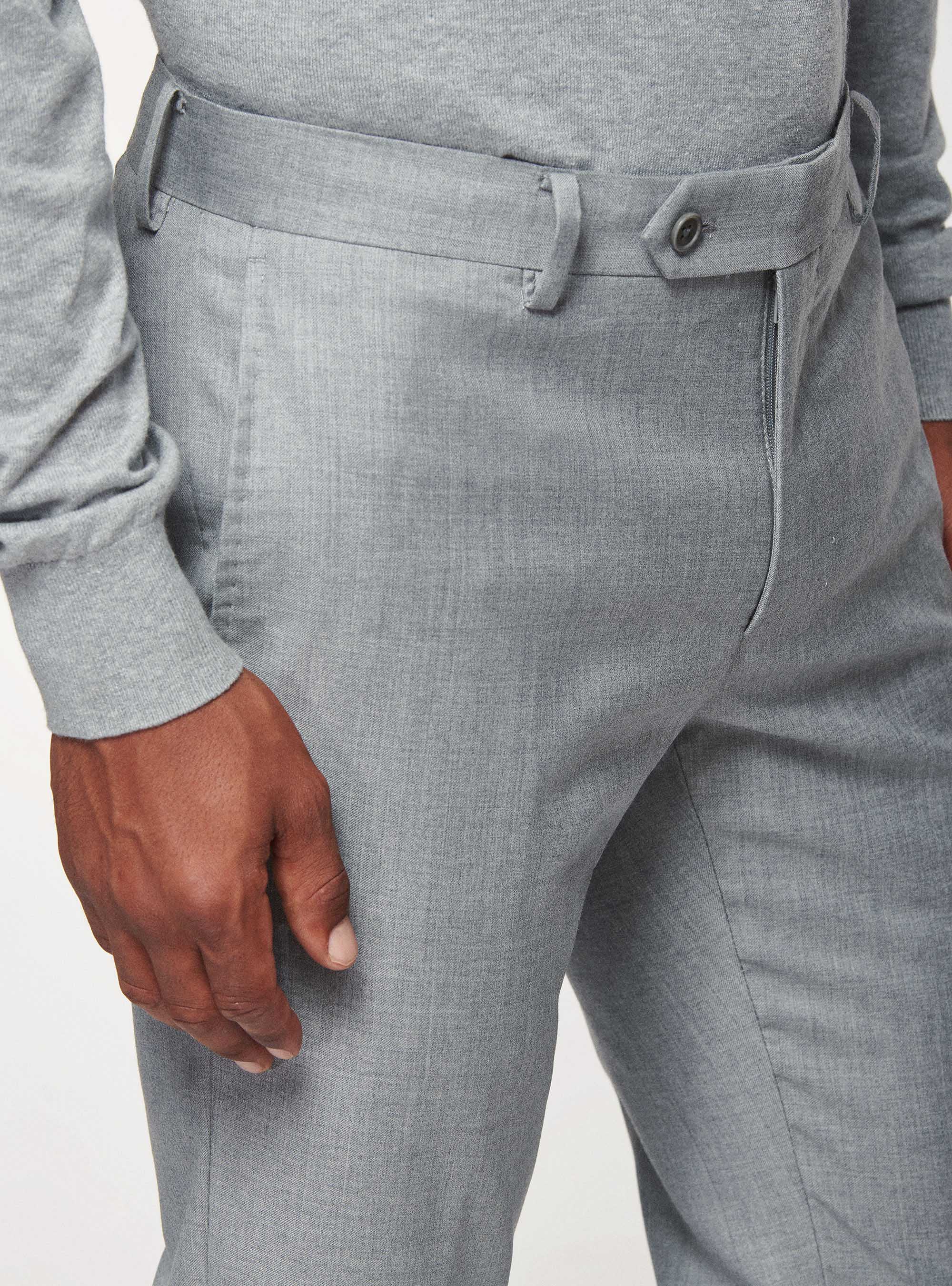 Pantaloni in pura lana superfine 110's, GRIGIO CHIARO MELANGE