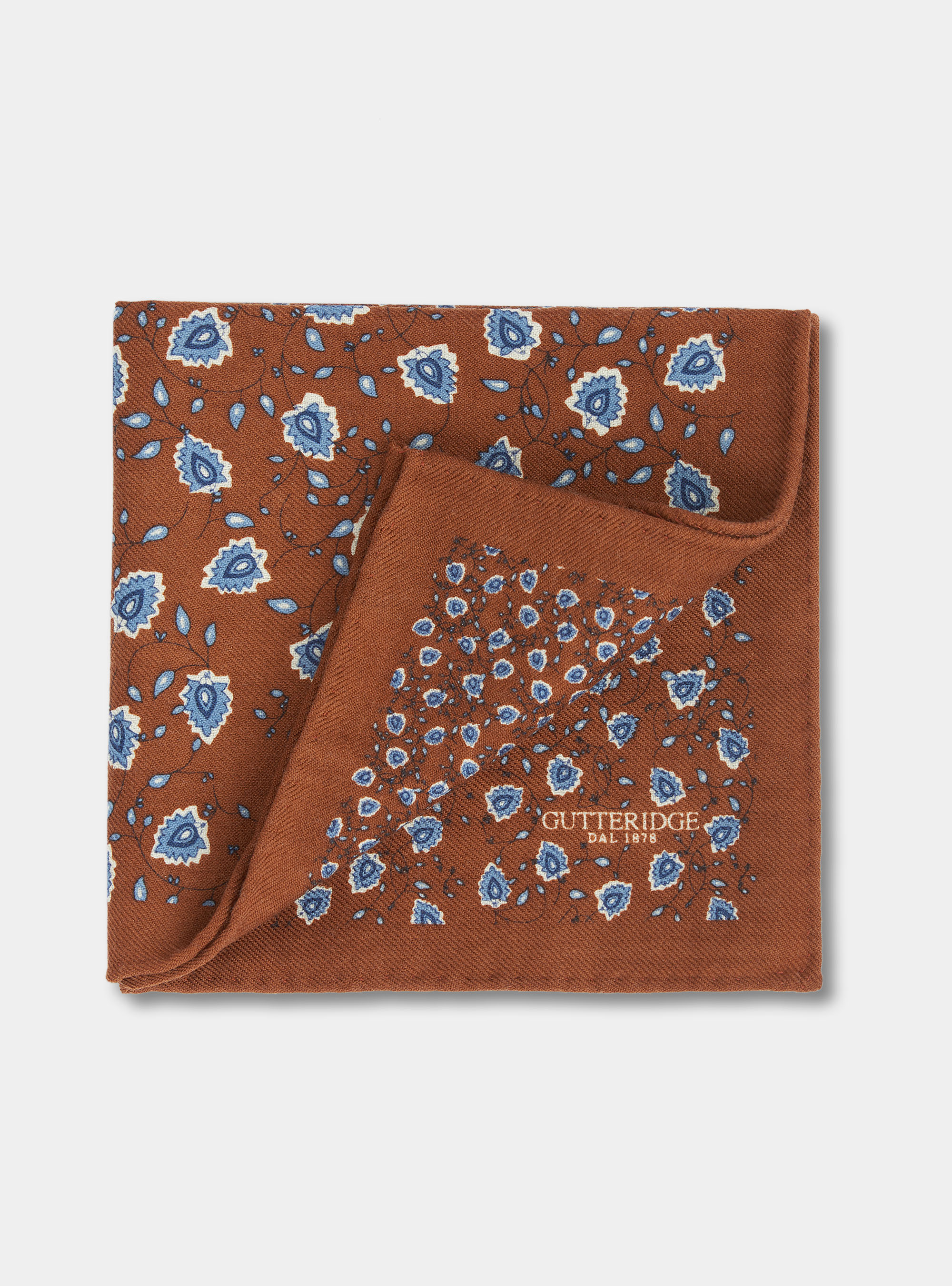 Flower print wool pocket square, MULTICOLOR