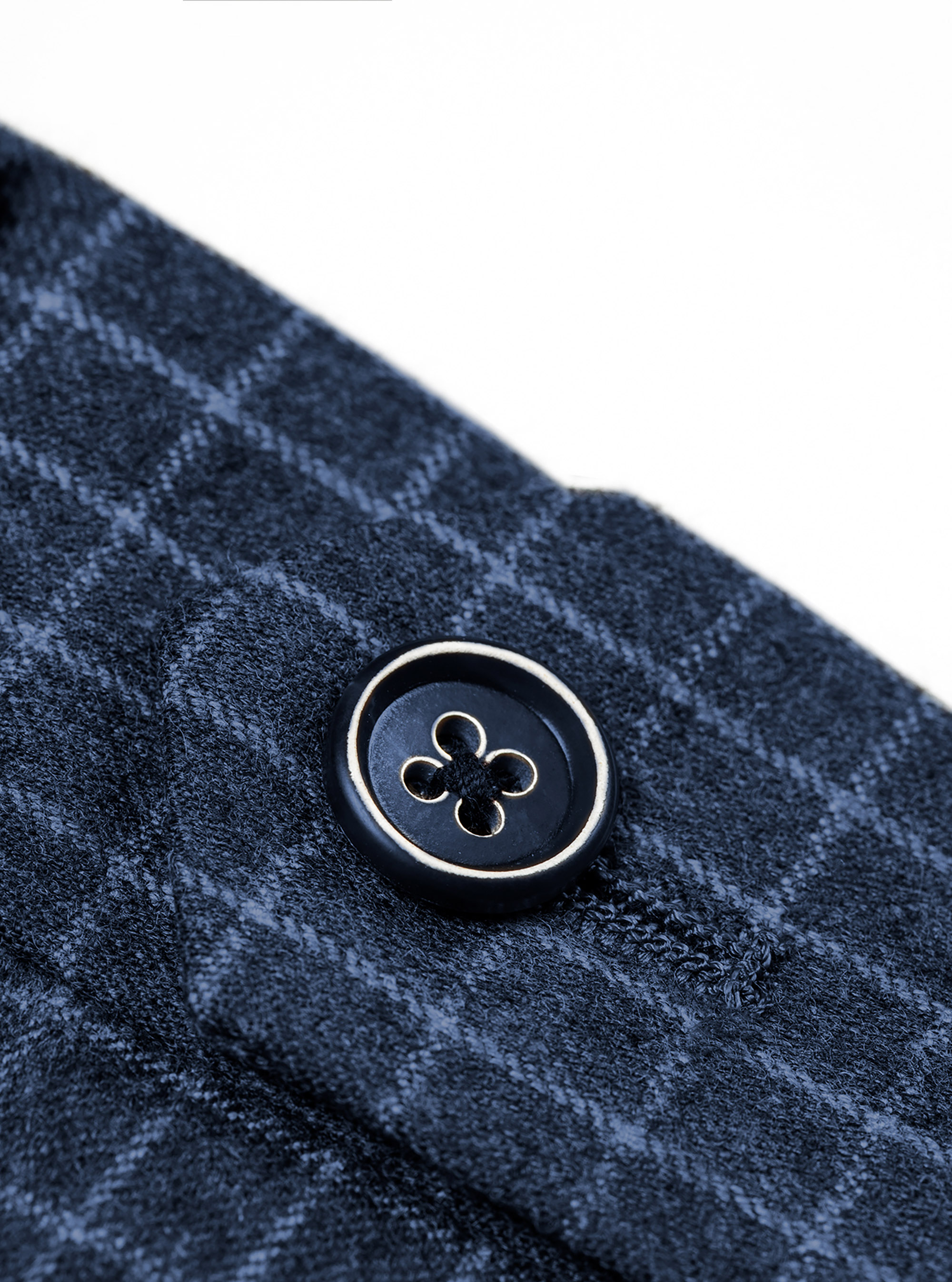 Patterned wool slim trousers, BLUE