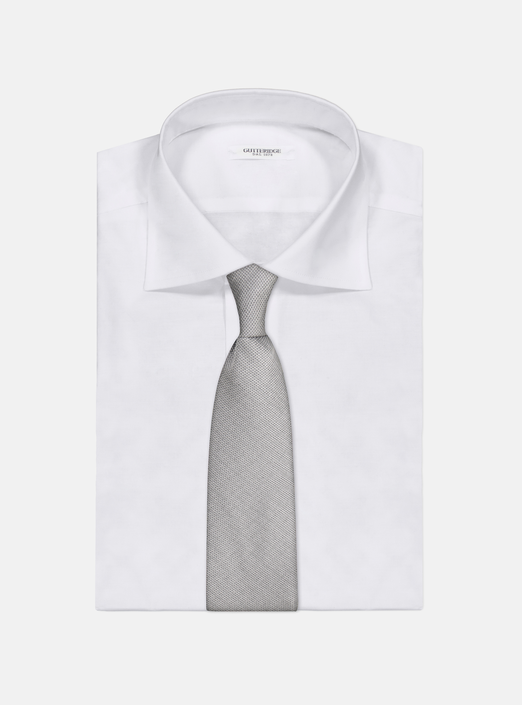 CEREMONY SILK JACQUARD SILK  TIE 5 FOLDS, GREY