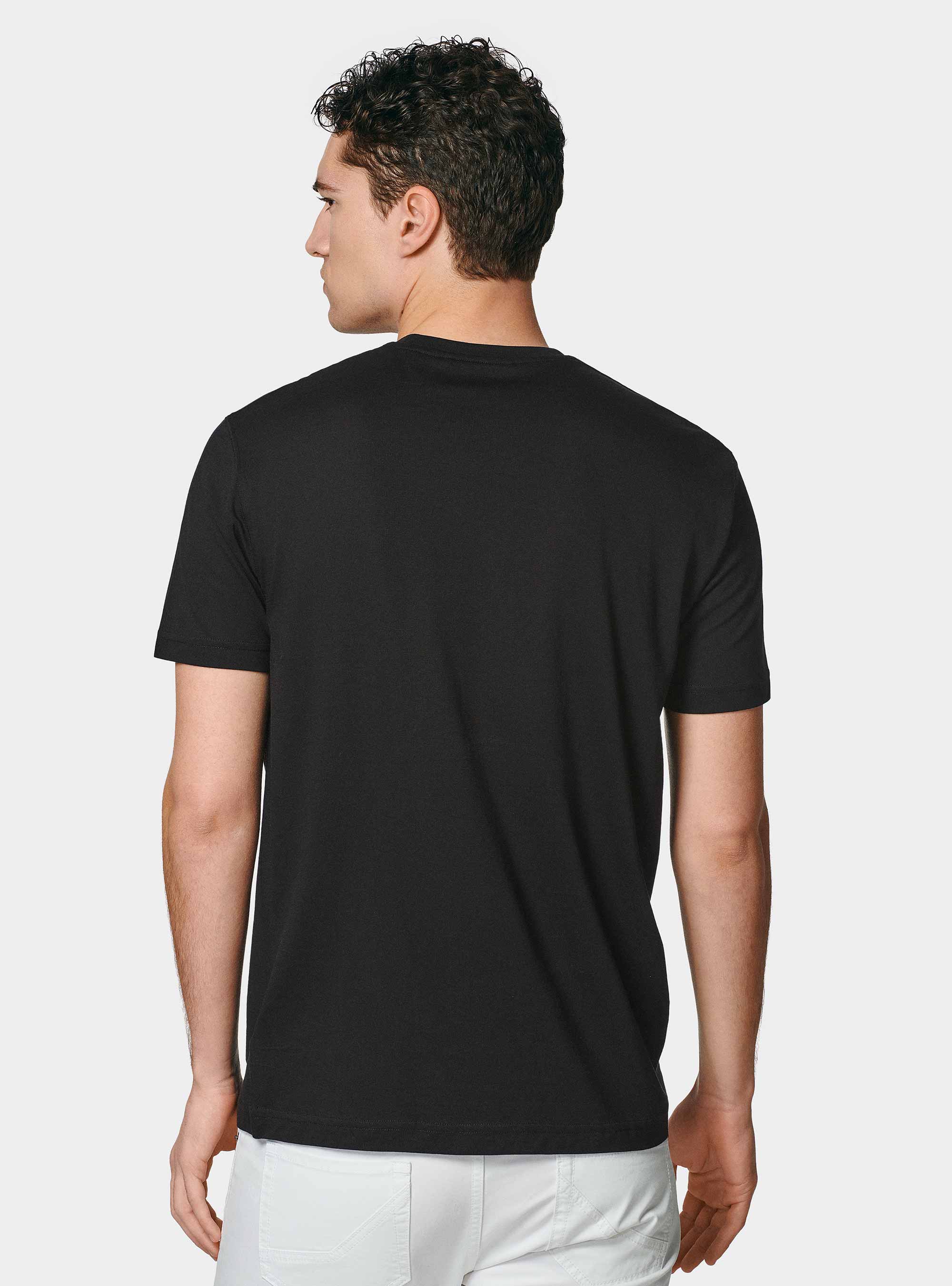 T-shirt mezza manica in cotone Supima, NERO