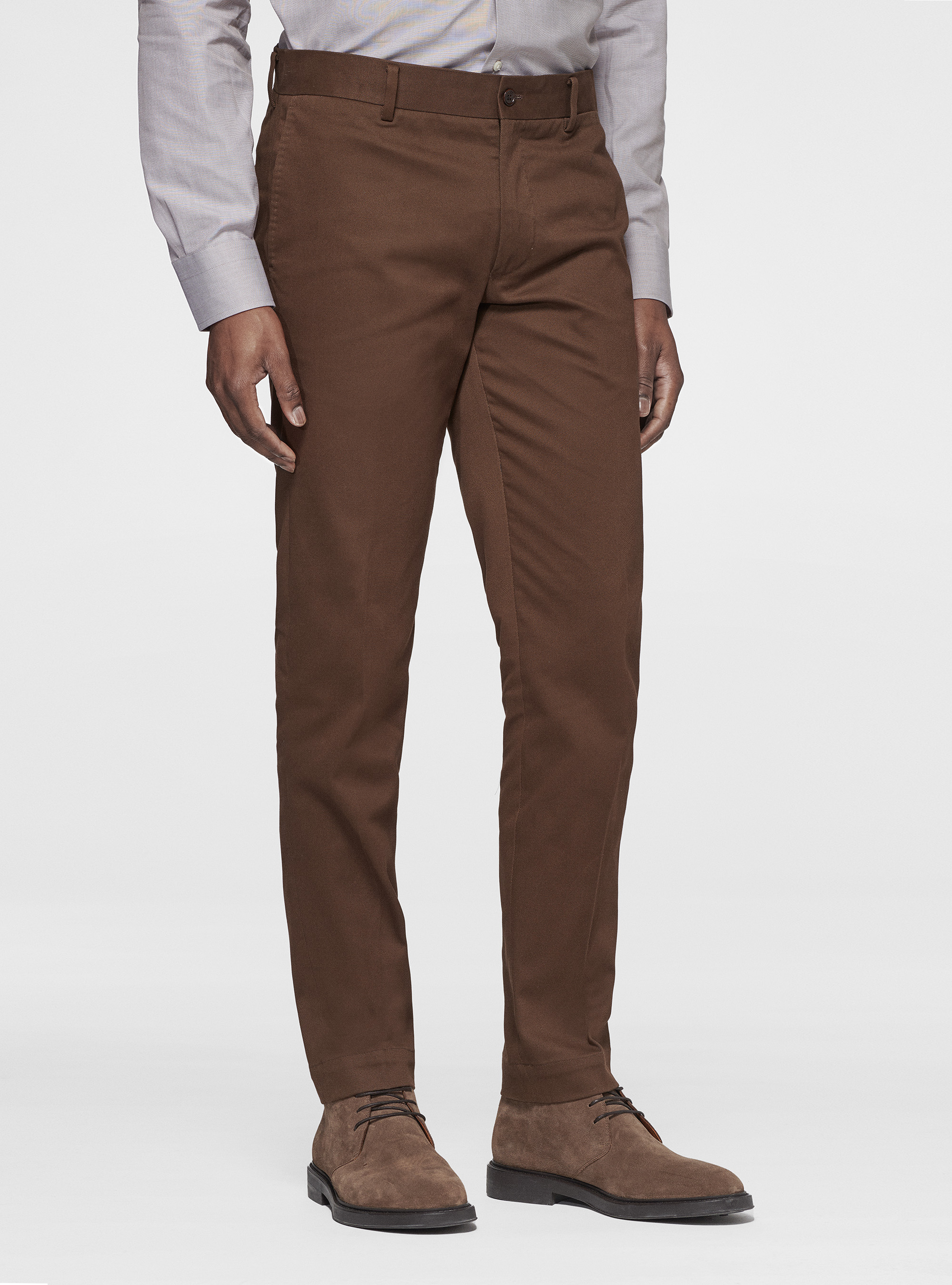 Pantaloni in cotone smerigliato, MARRONE