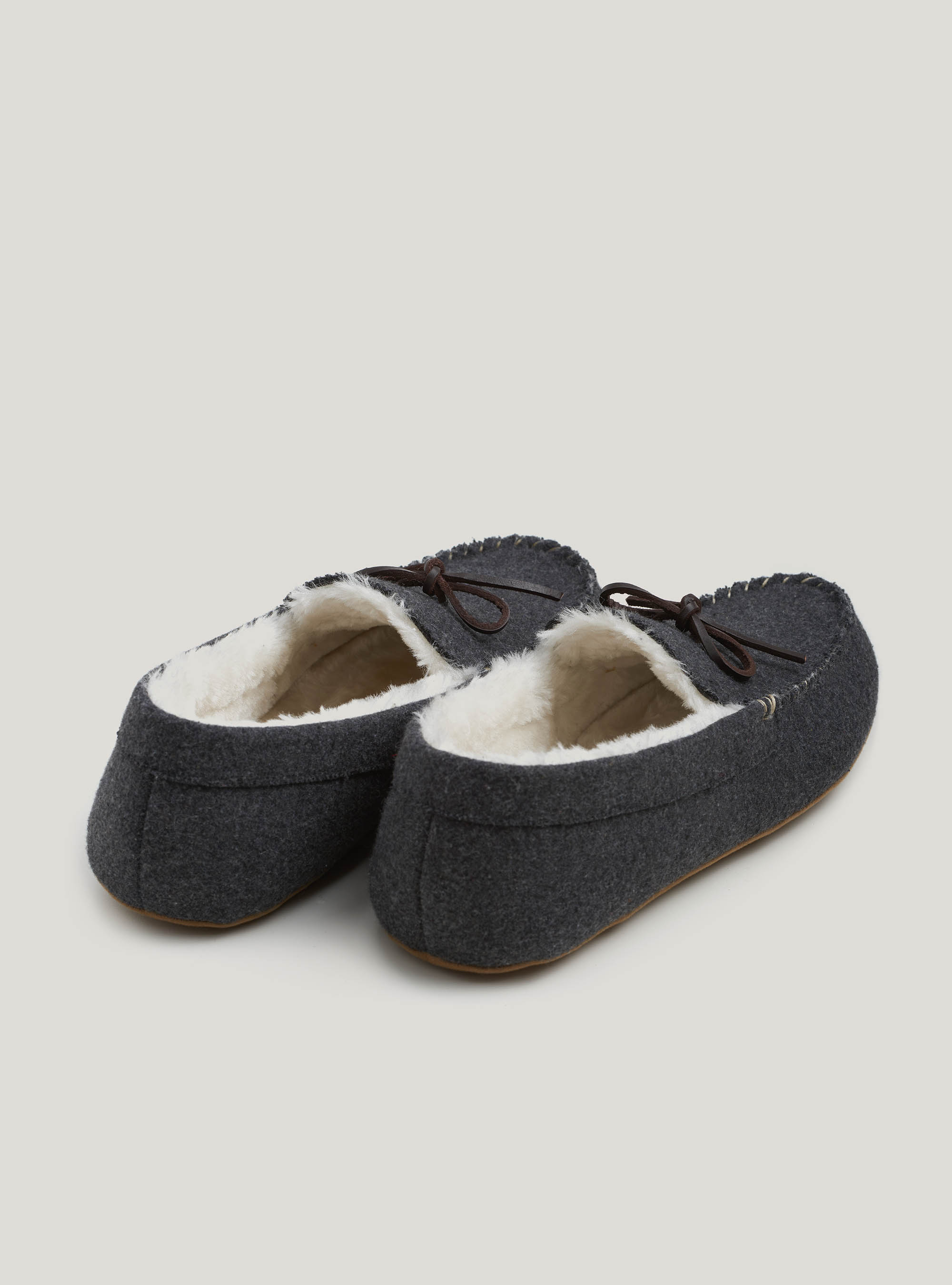 Pantofole in flanella tinta unita, GRIGIO CHIARO