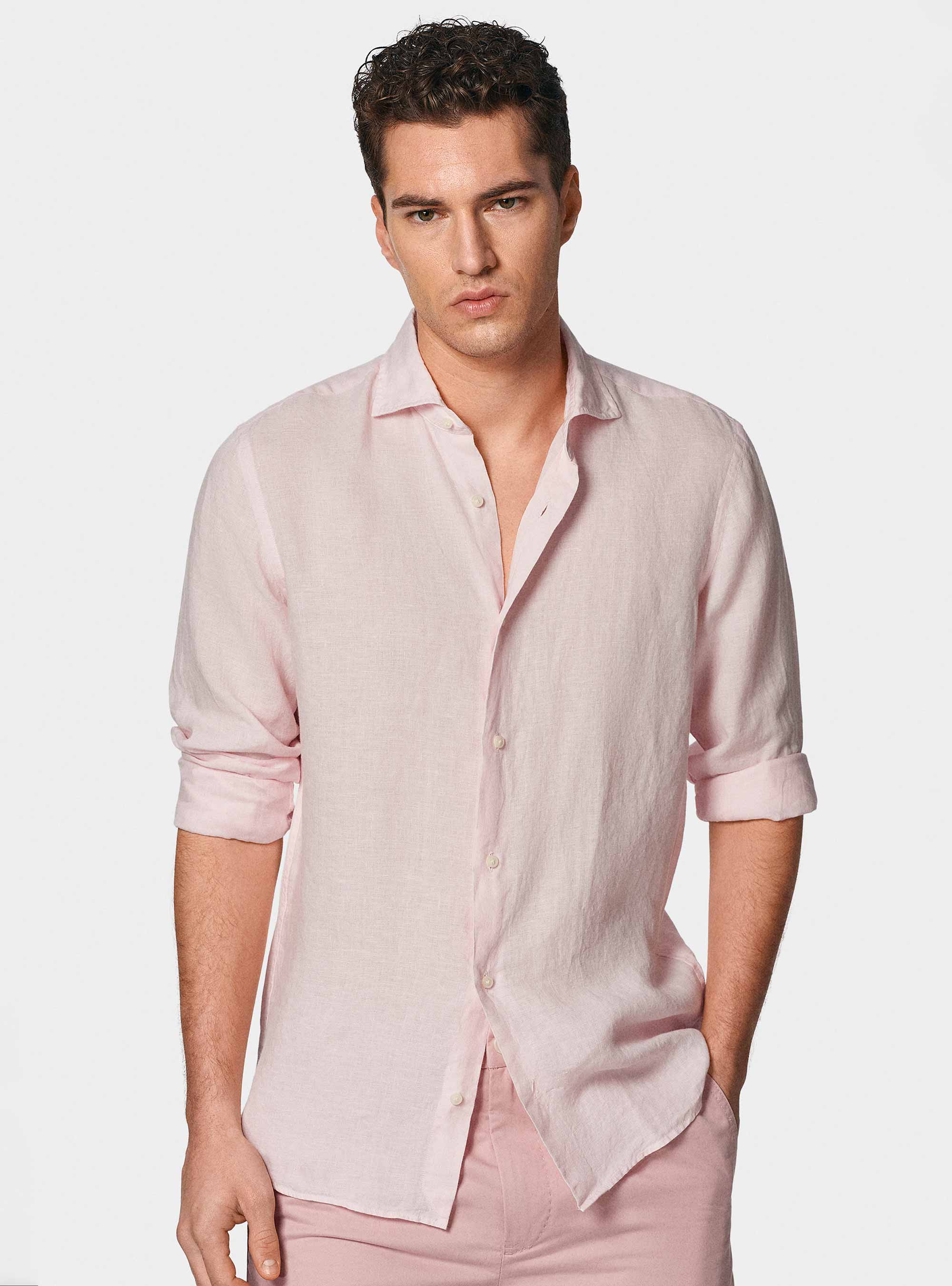 Camicia in puro lino, ROSA
