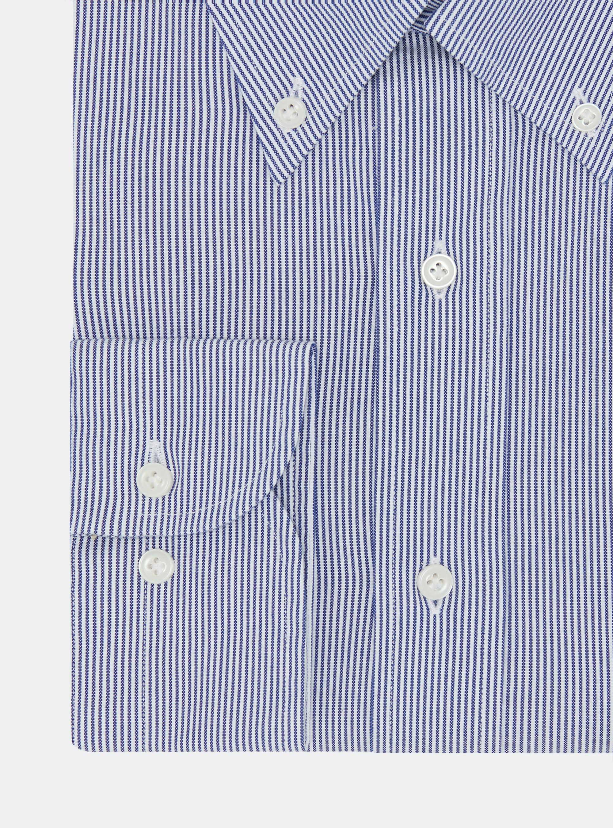Camicia confortevole in cotone oxford rigato, BLU