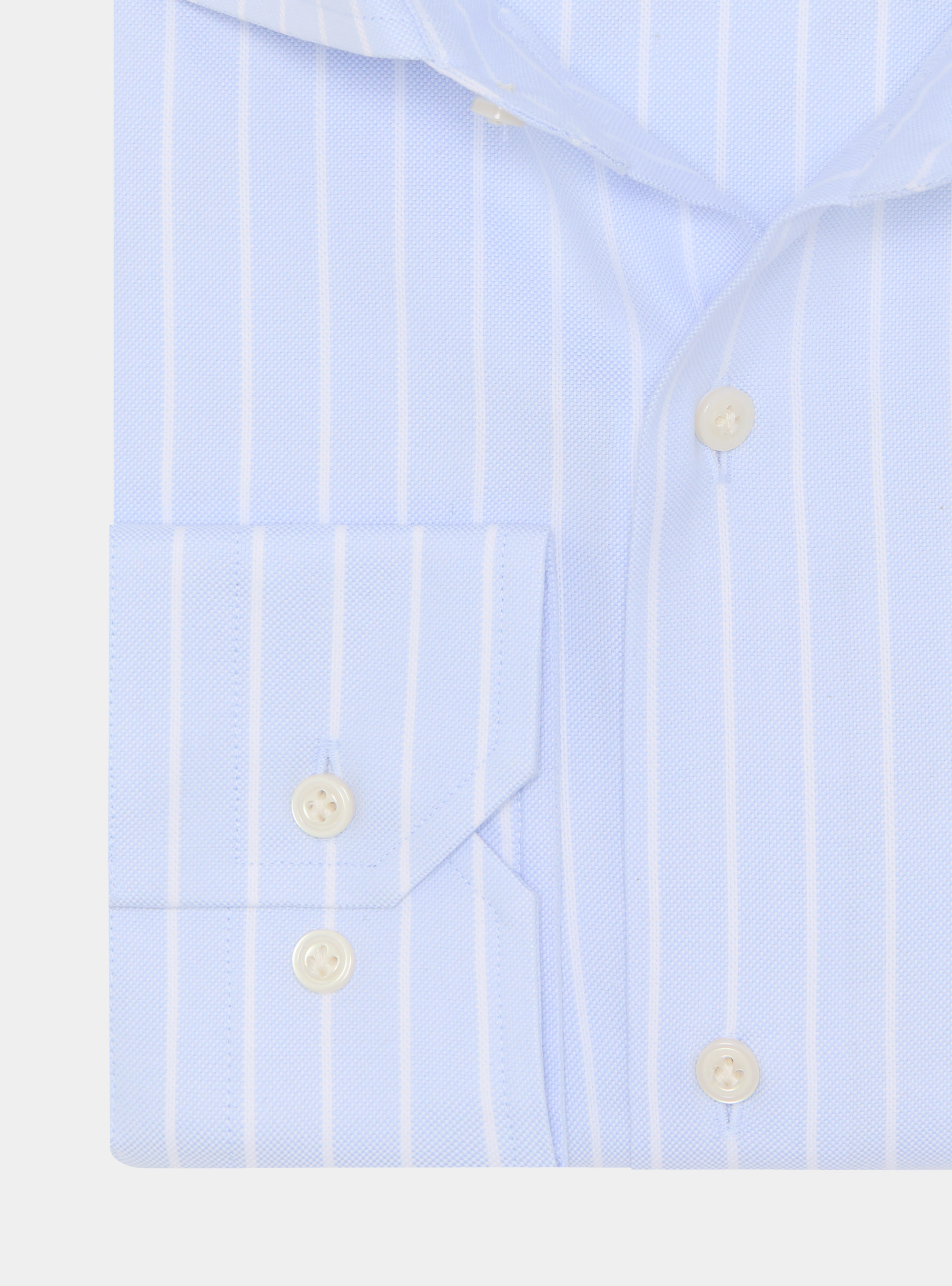 Camisa oxford de algodón a rayas, CELESTE