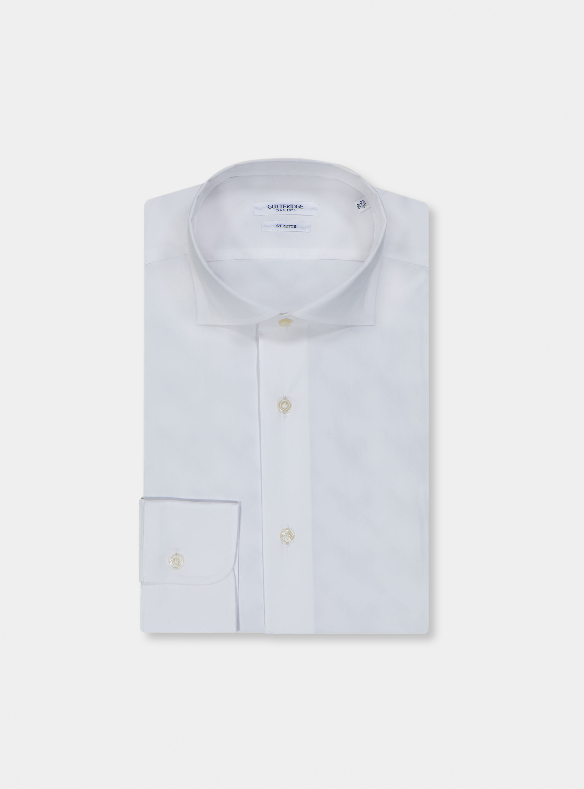 Camicia in popeline stretch, BIANCO