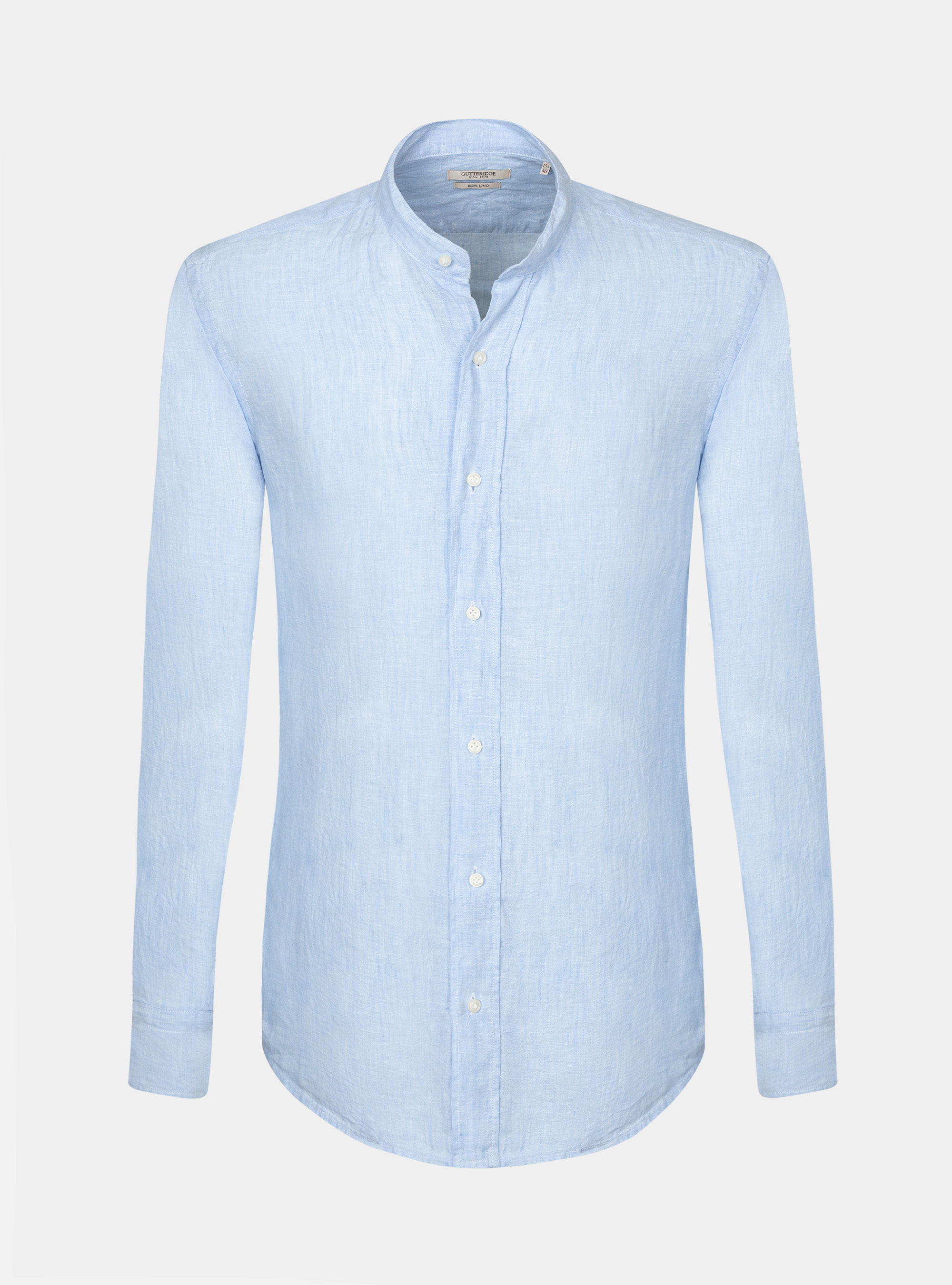 Korean collar shirt 100% linen, LIGHT BLUE