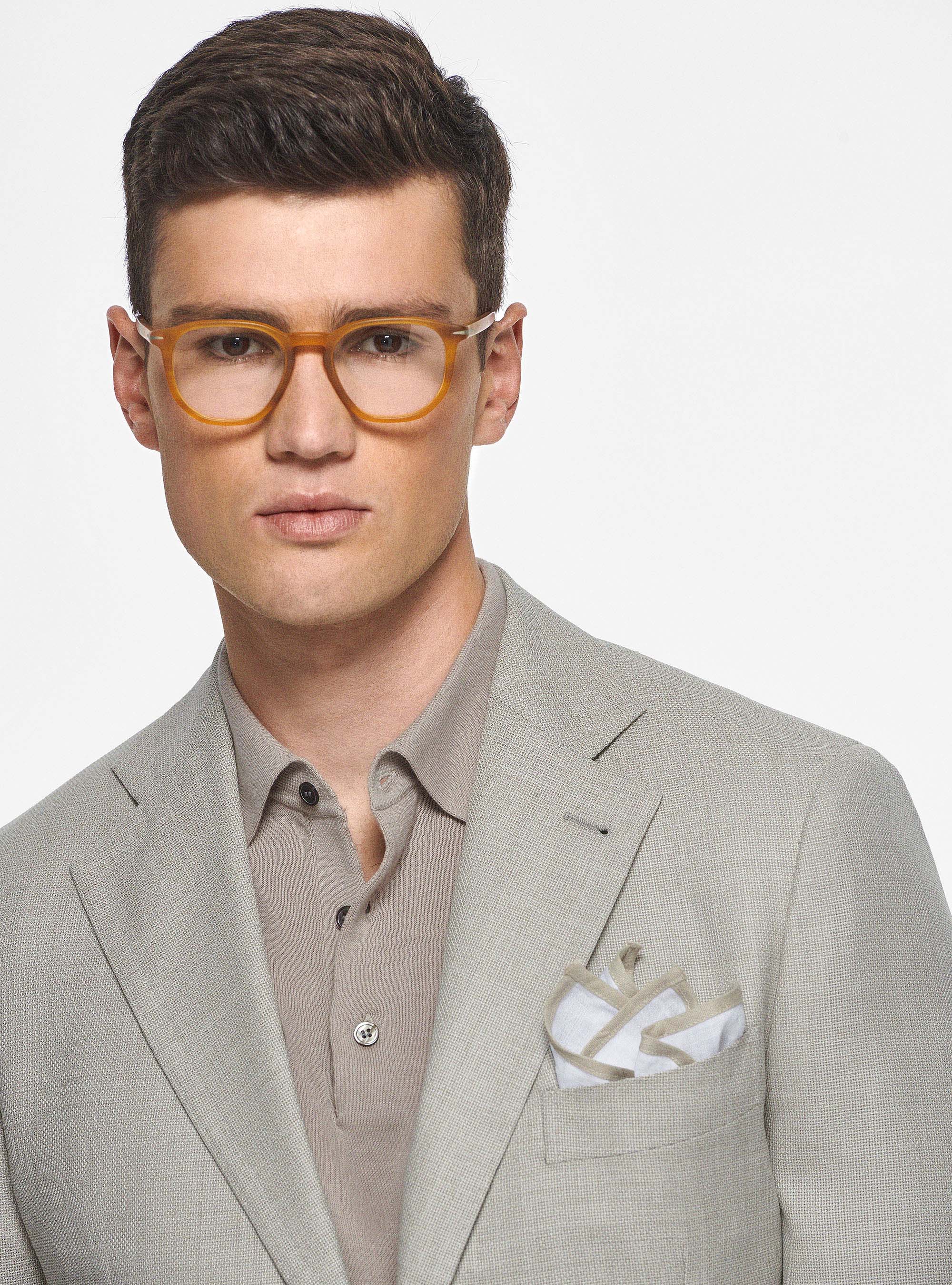 Giacca in pura lana hopsack, ECRU