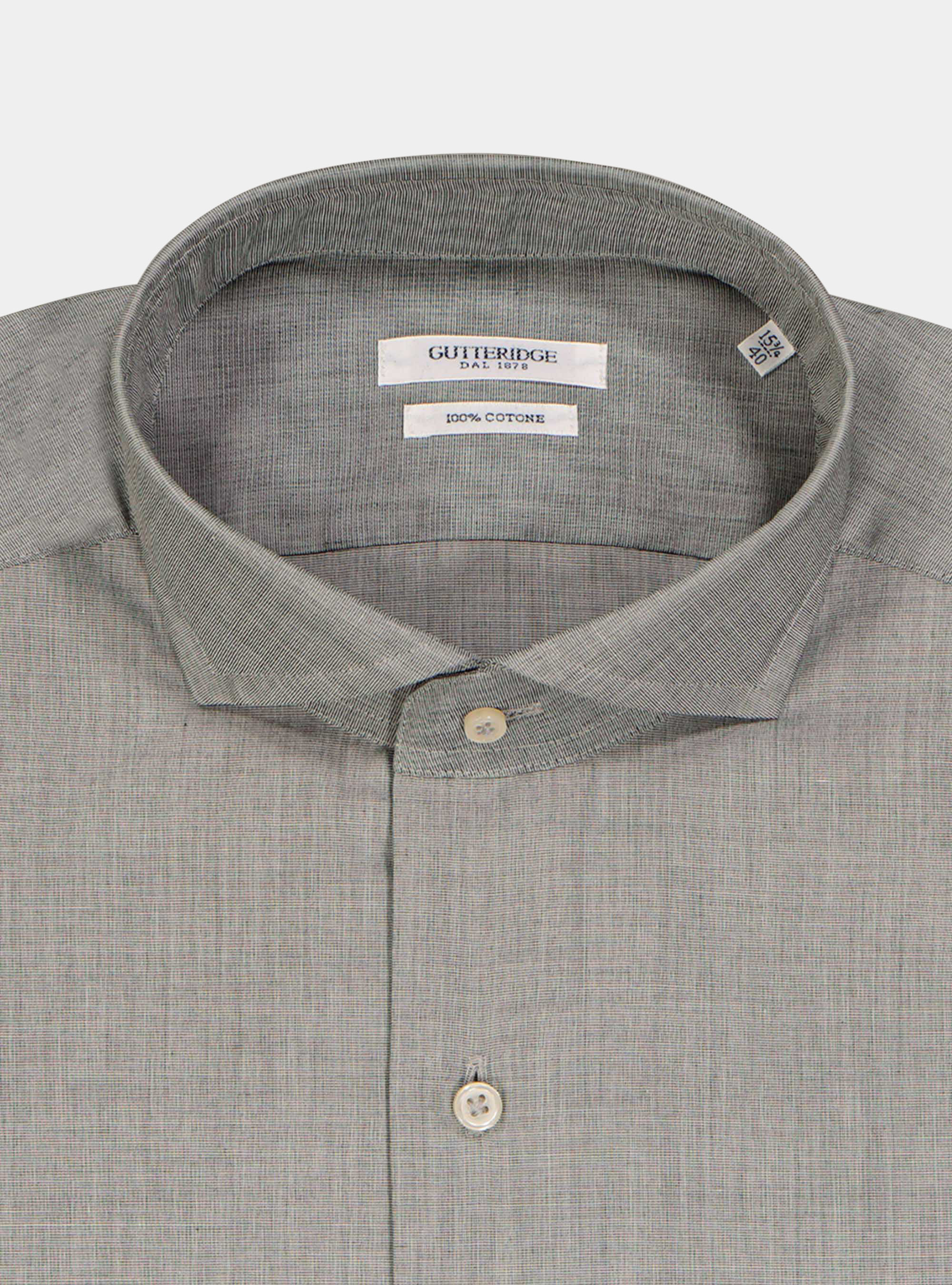 Camicia fil a fil collo francese, GRIGIO CHIARO MELANGE