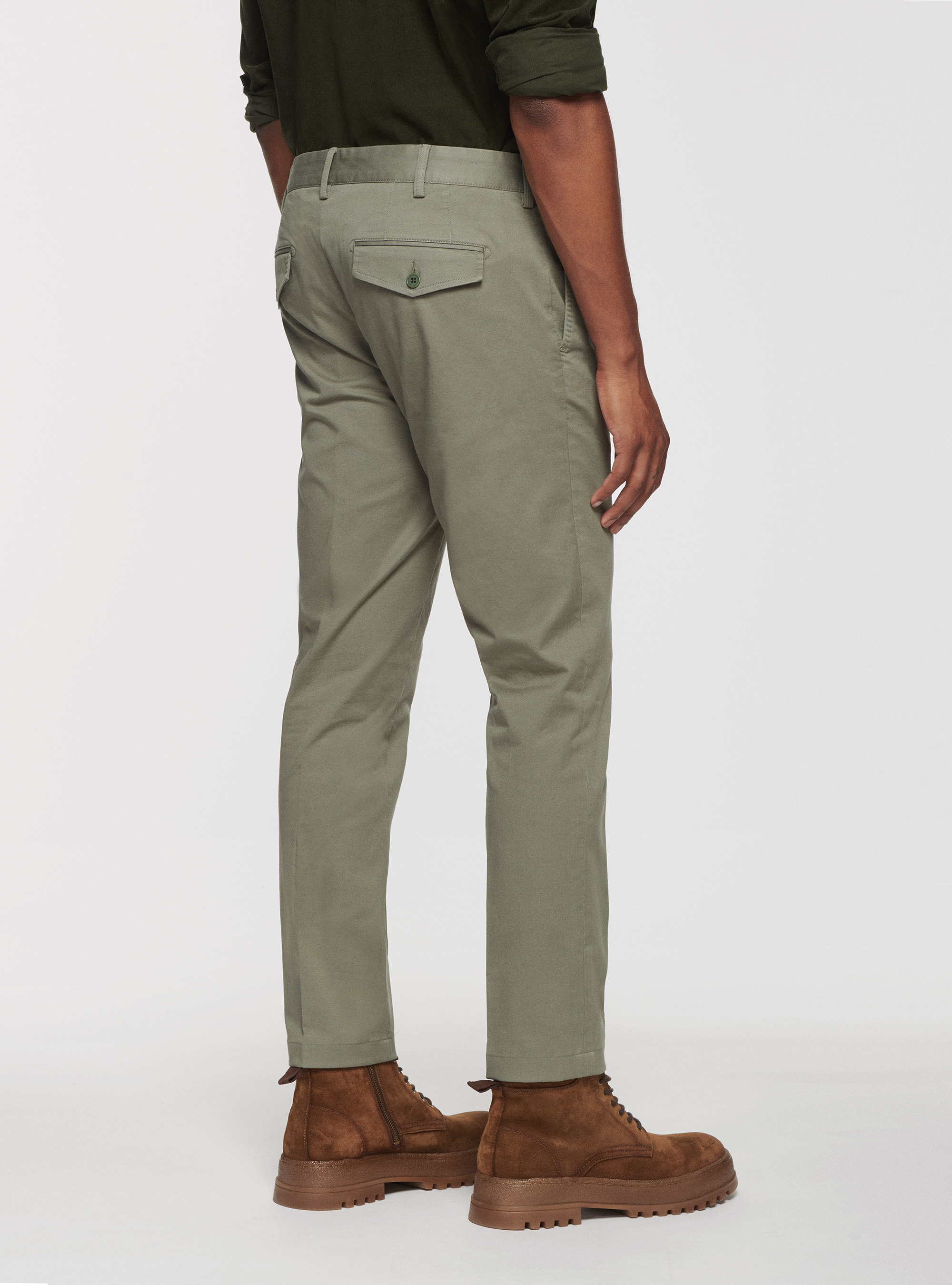 Pantaloni in twill stretch, SALVIA 0602C