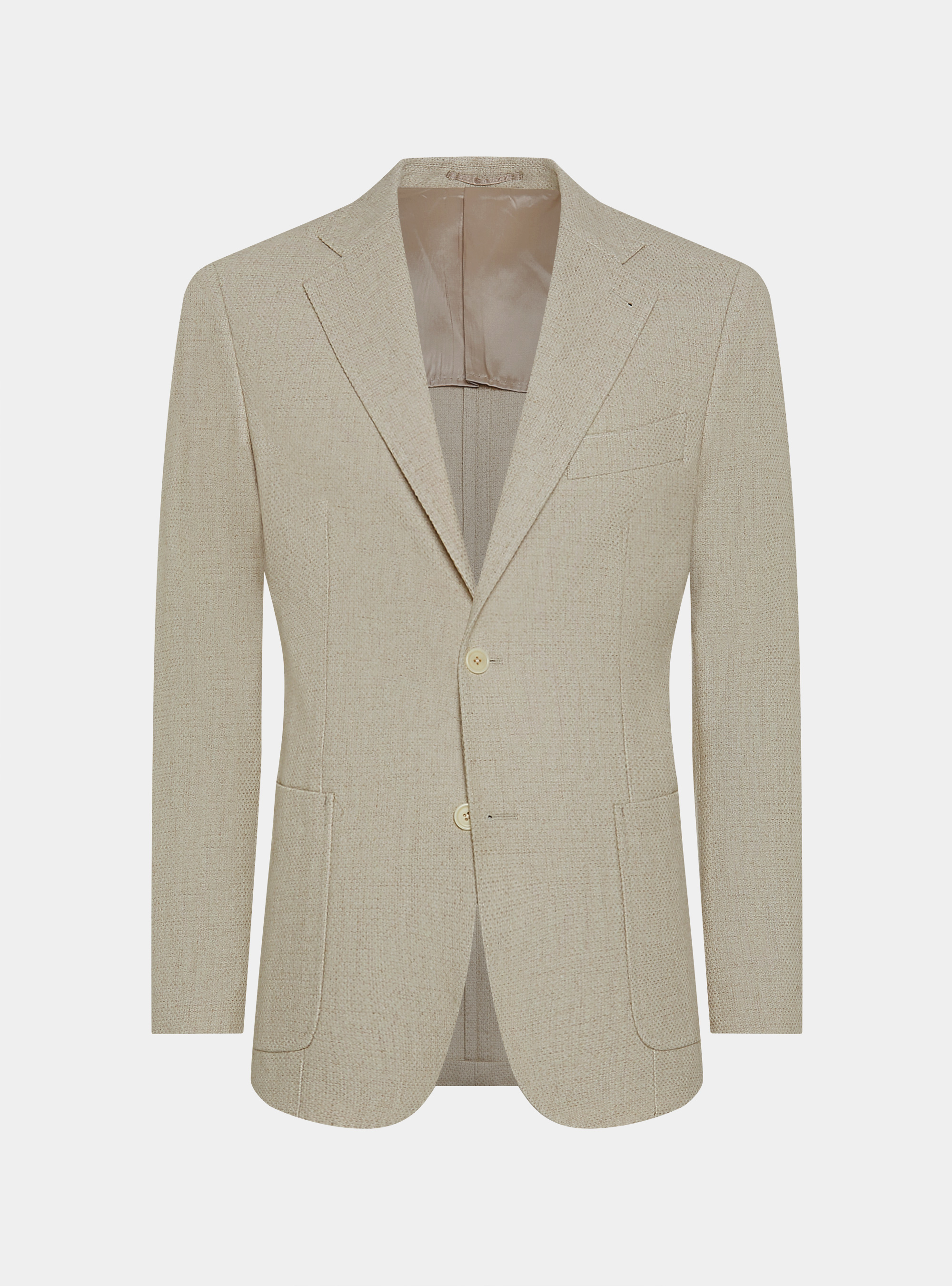 Giacca hopsack in lana cotone e cashmere, ECRU