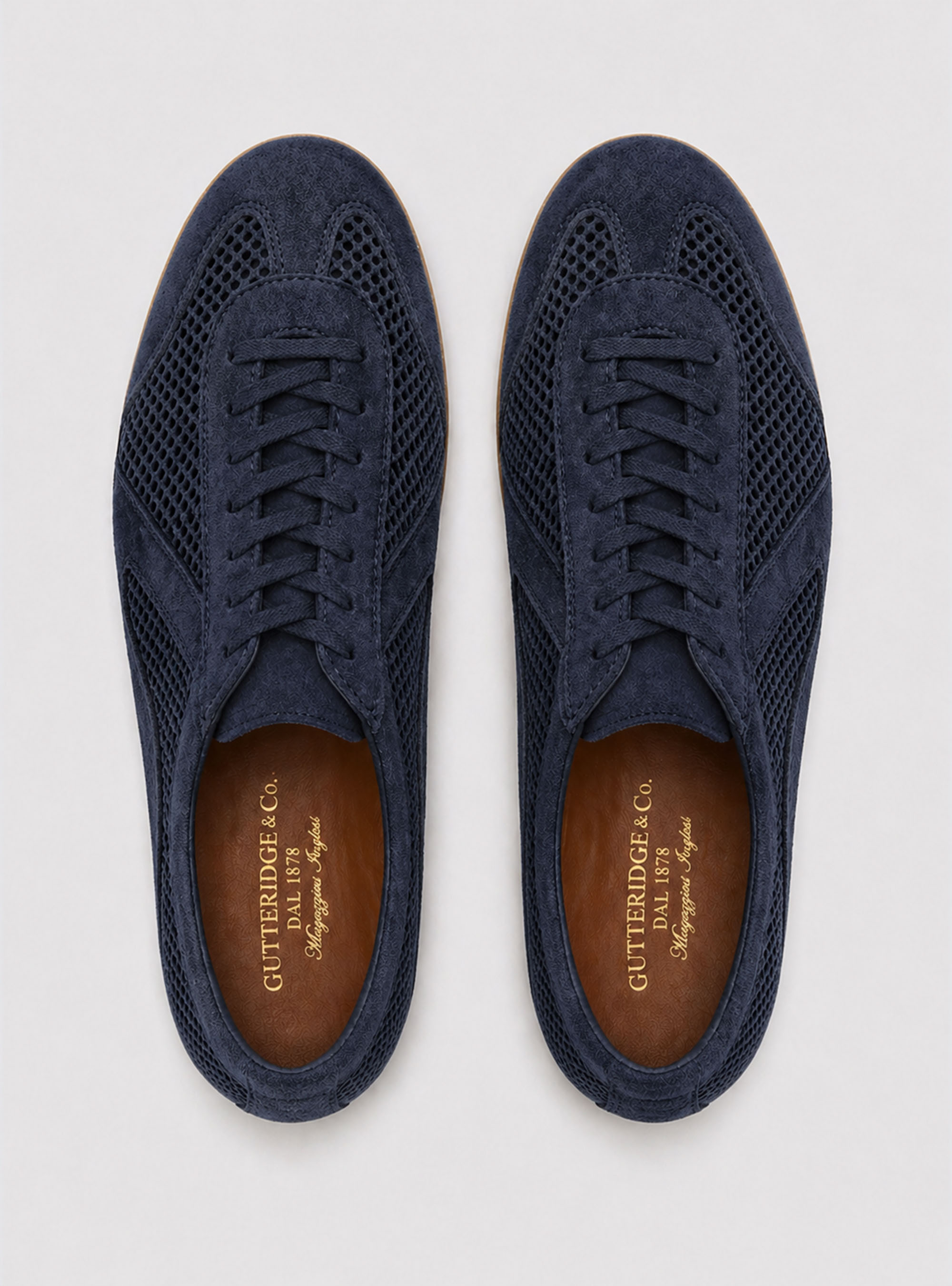 Suede and mesh sneakers, NAVY BLUE