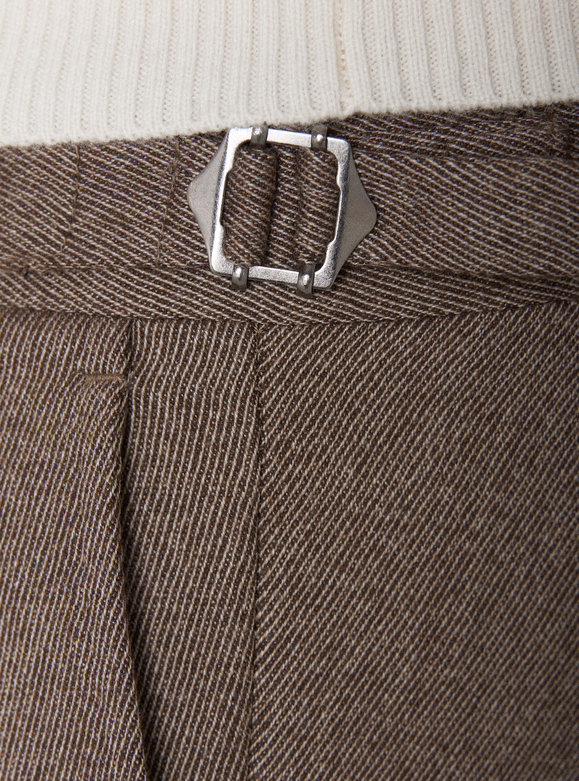 Pantaloni in twill di lana con doppia pinces, ECRU