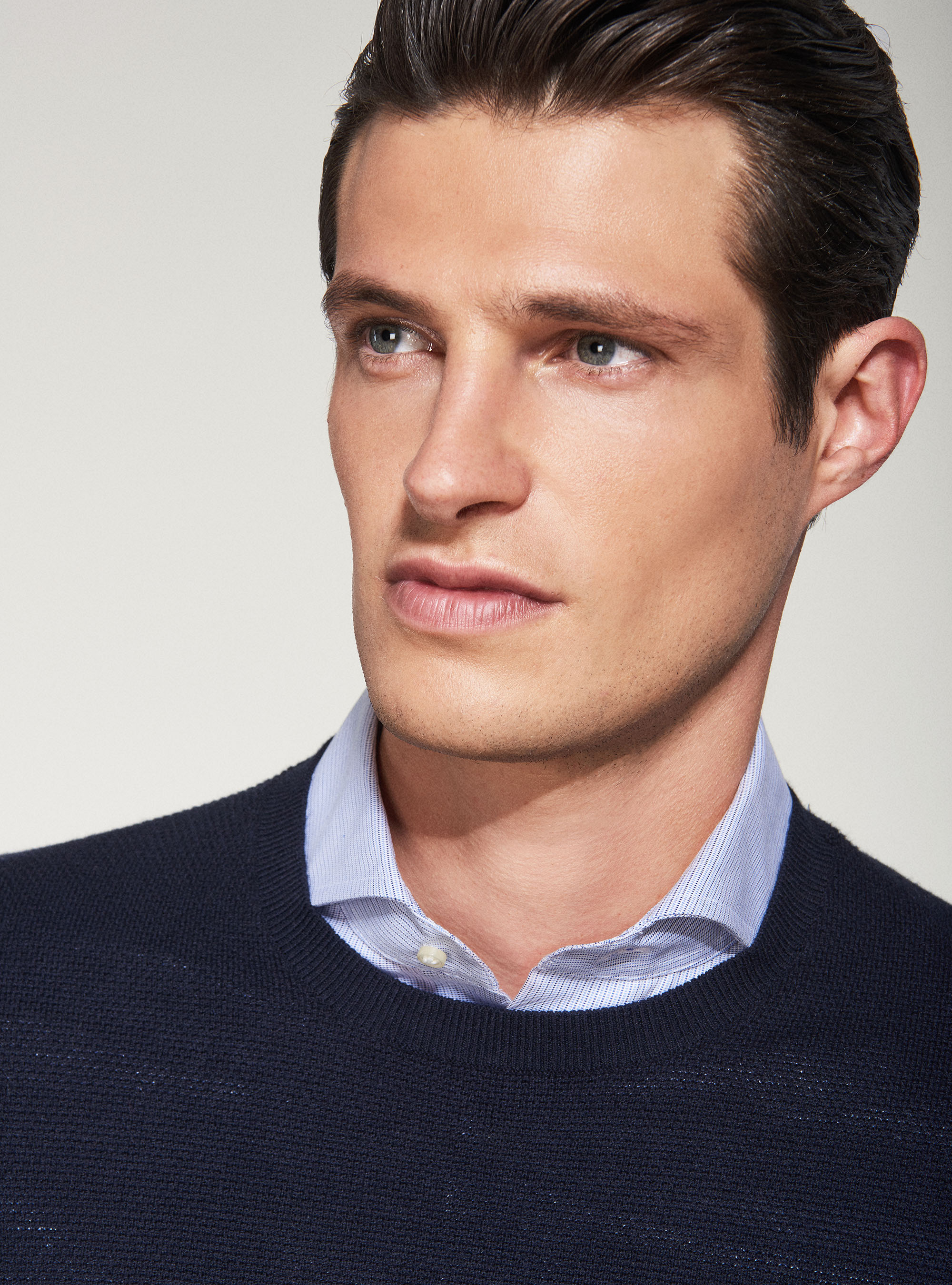 Maglia girocollo punto riso, BLU NAVY