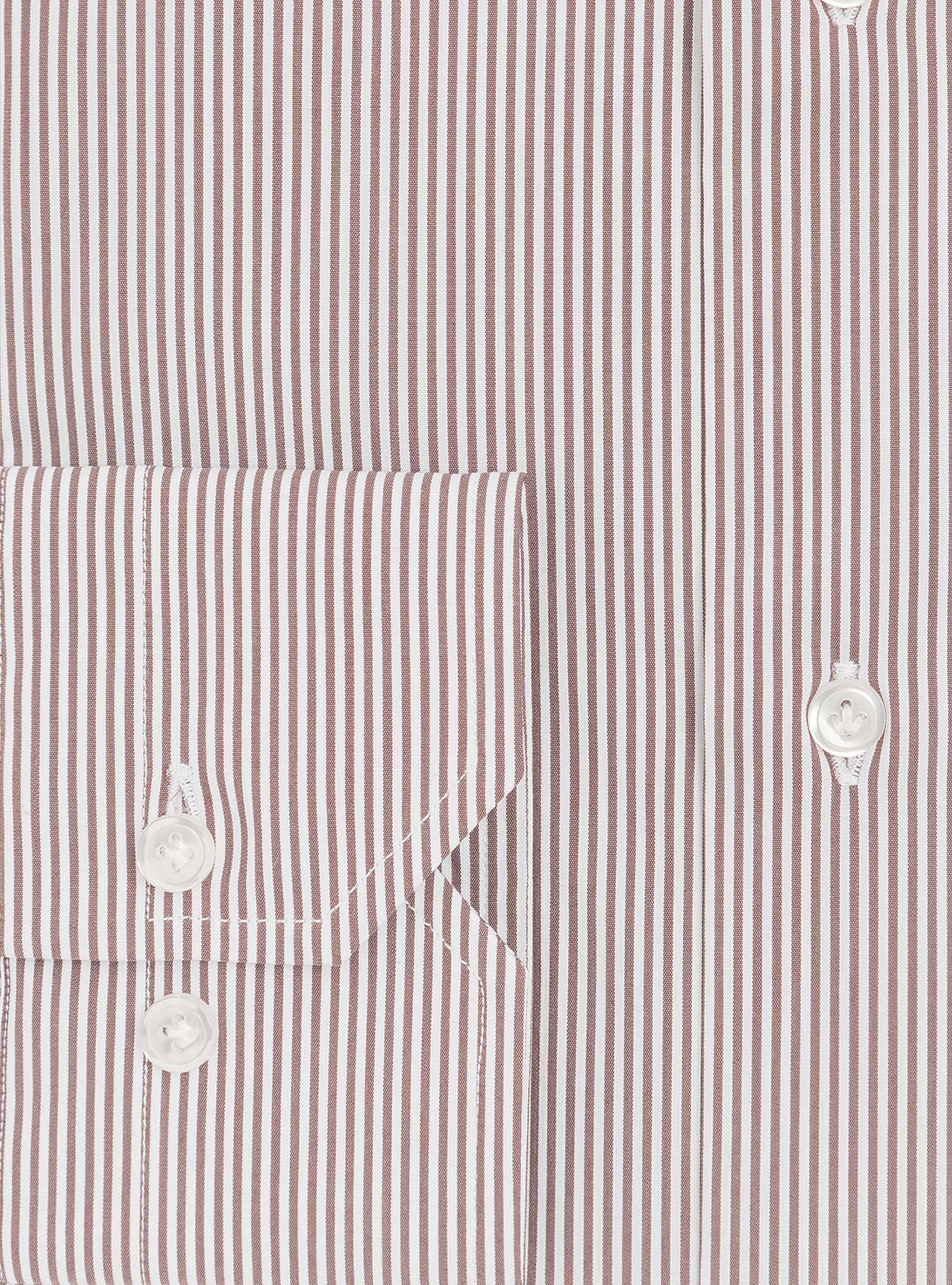 Camicia slim fit in popeline di cotone stretch rigato, MARRONE