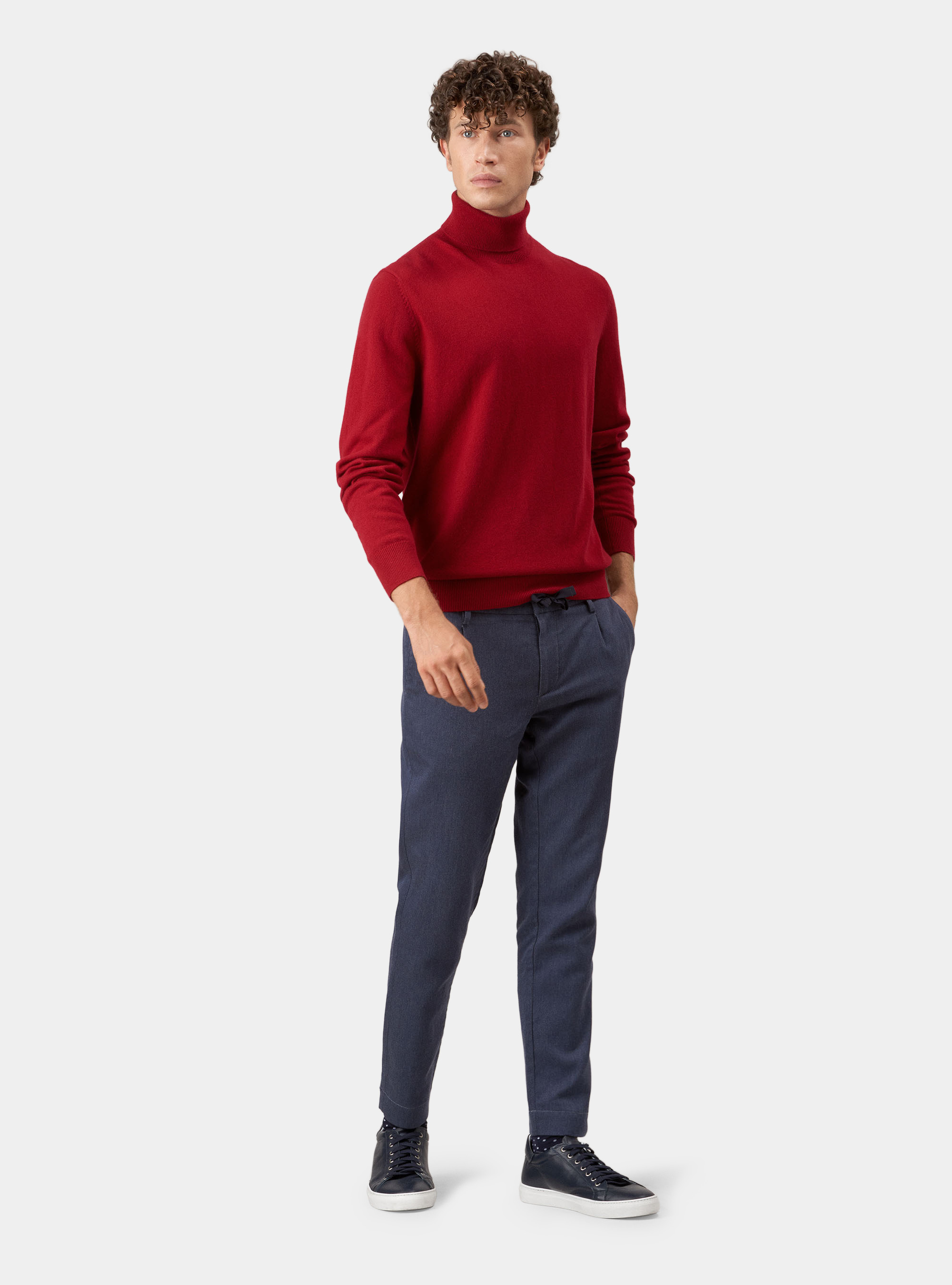 Pull col roulé 100% cachemire, ROUGE