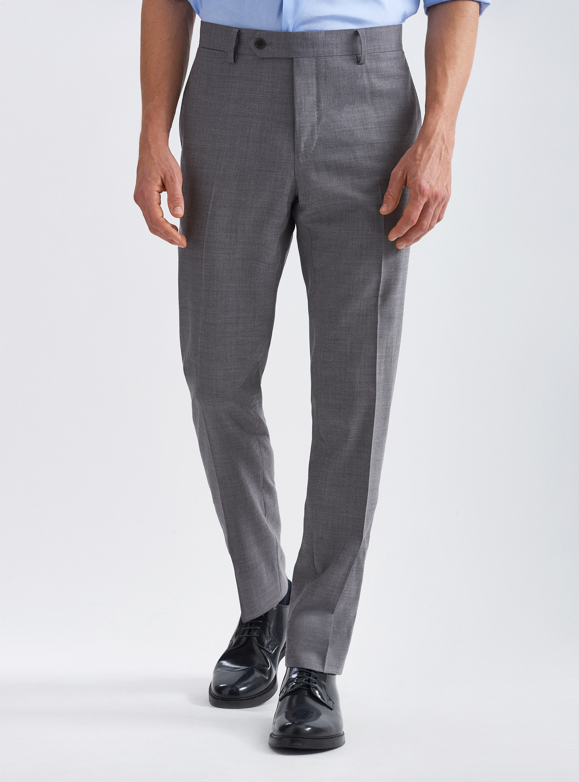 Fresh wool suit trousers, LIGHT GREY MELANGE