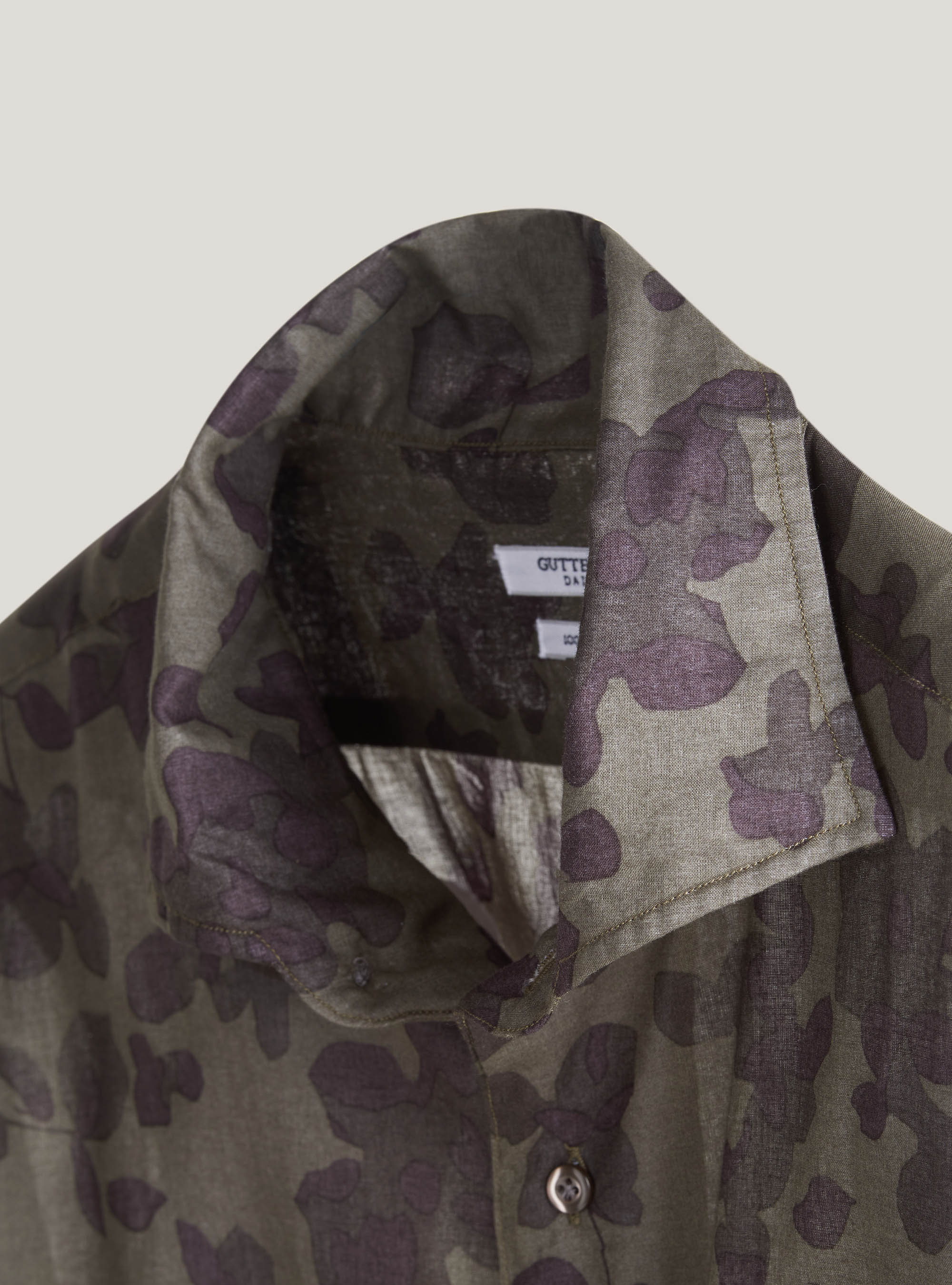 Camicia in cotone stampa camouflage, OLIVA