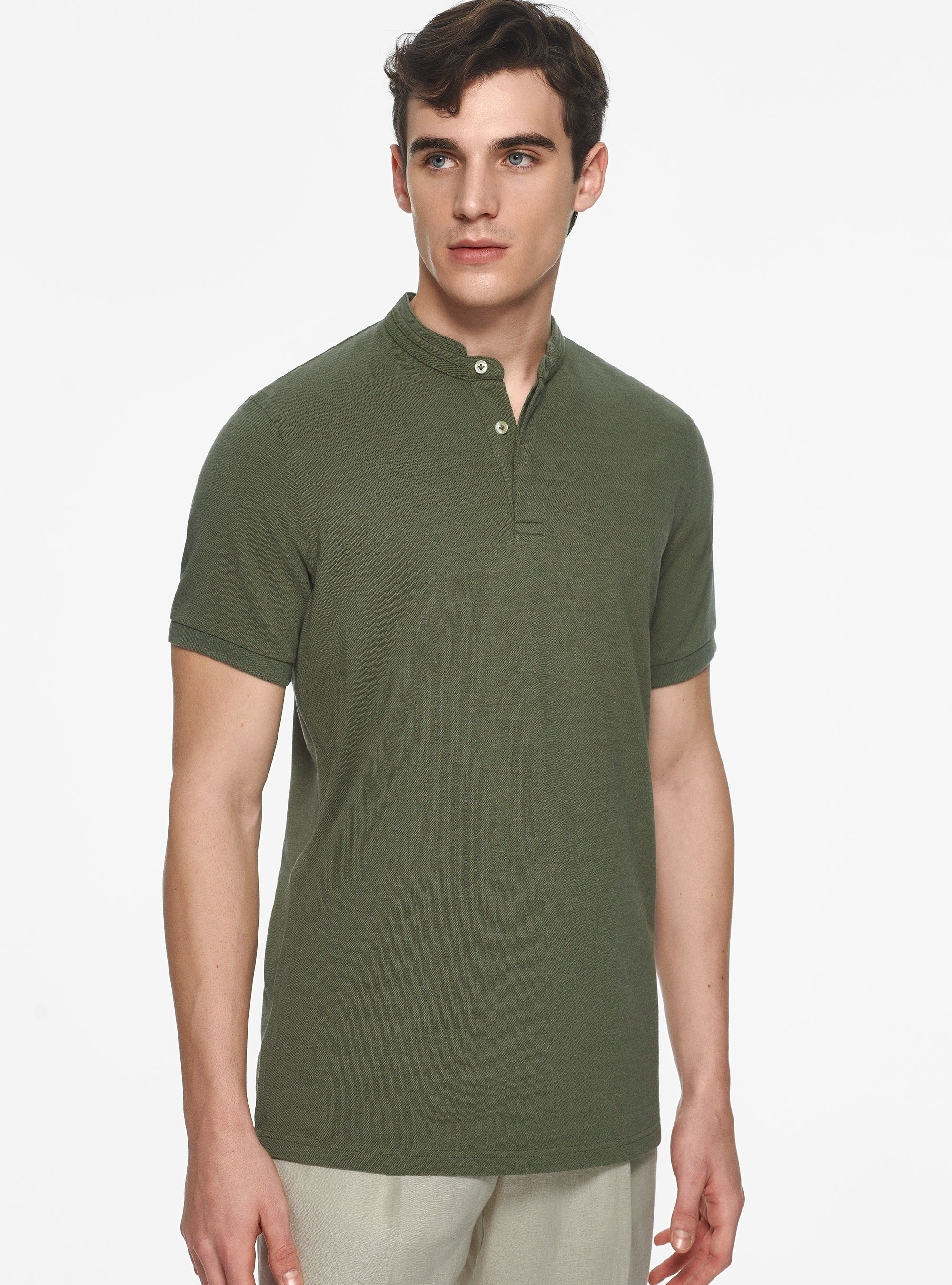 Polo coreana in piquet, SALVIA 0602C