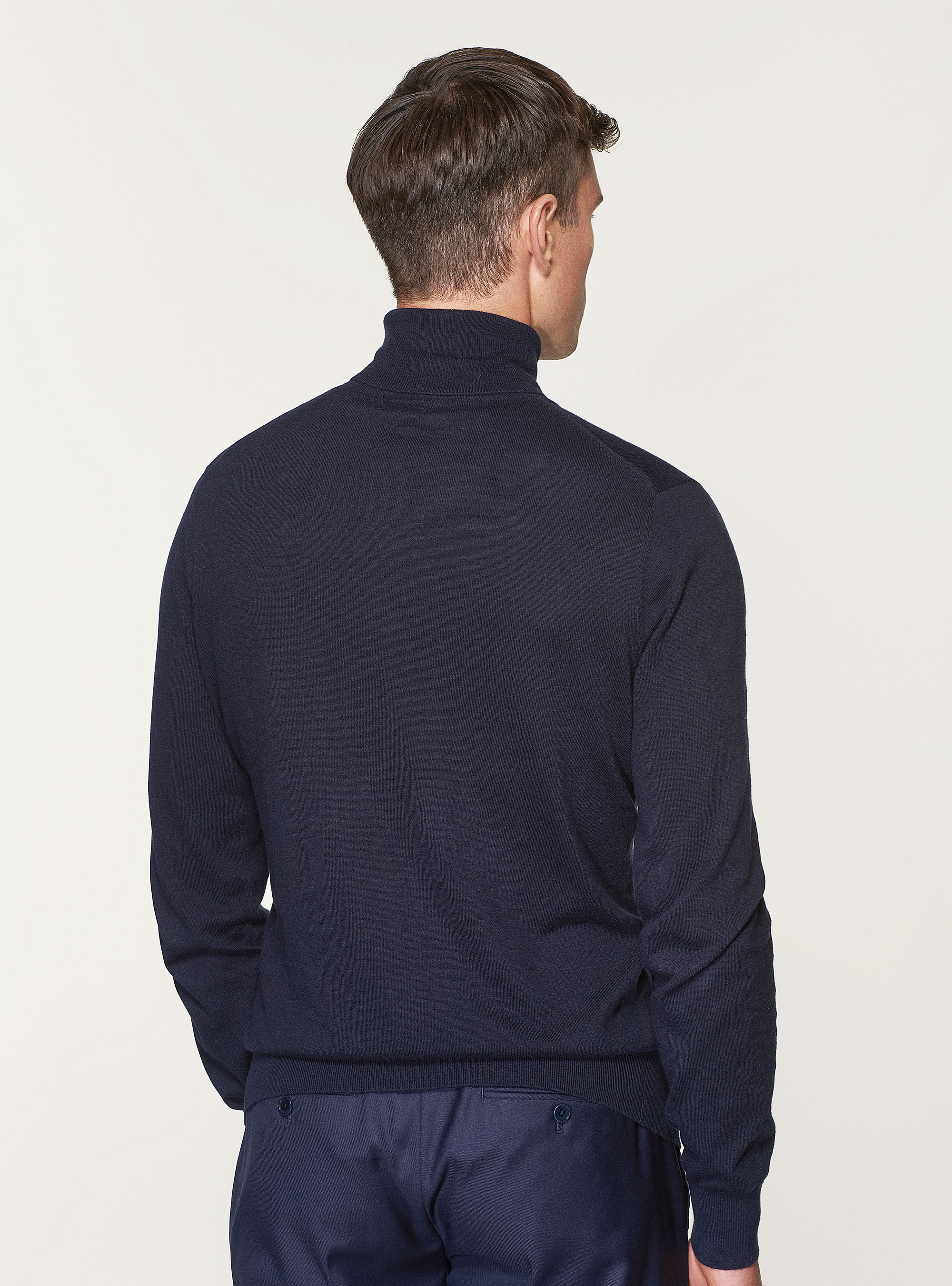 Dolcevita in cotone seta e cashmere, BLU NAVY