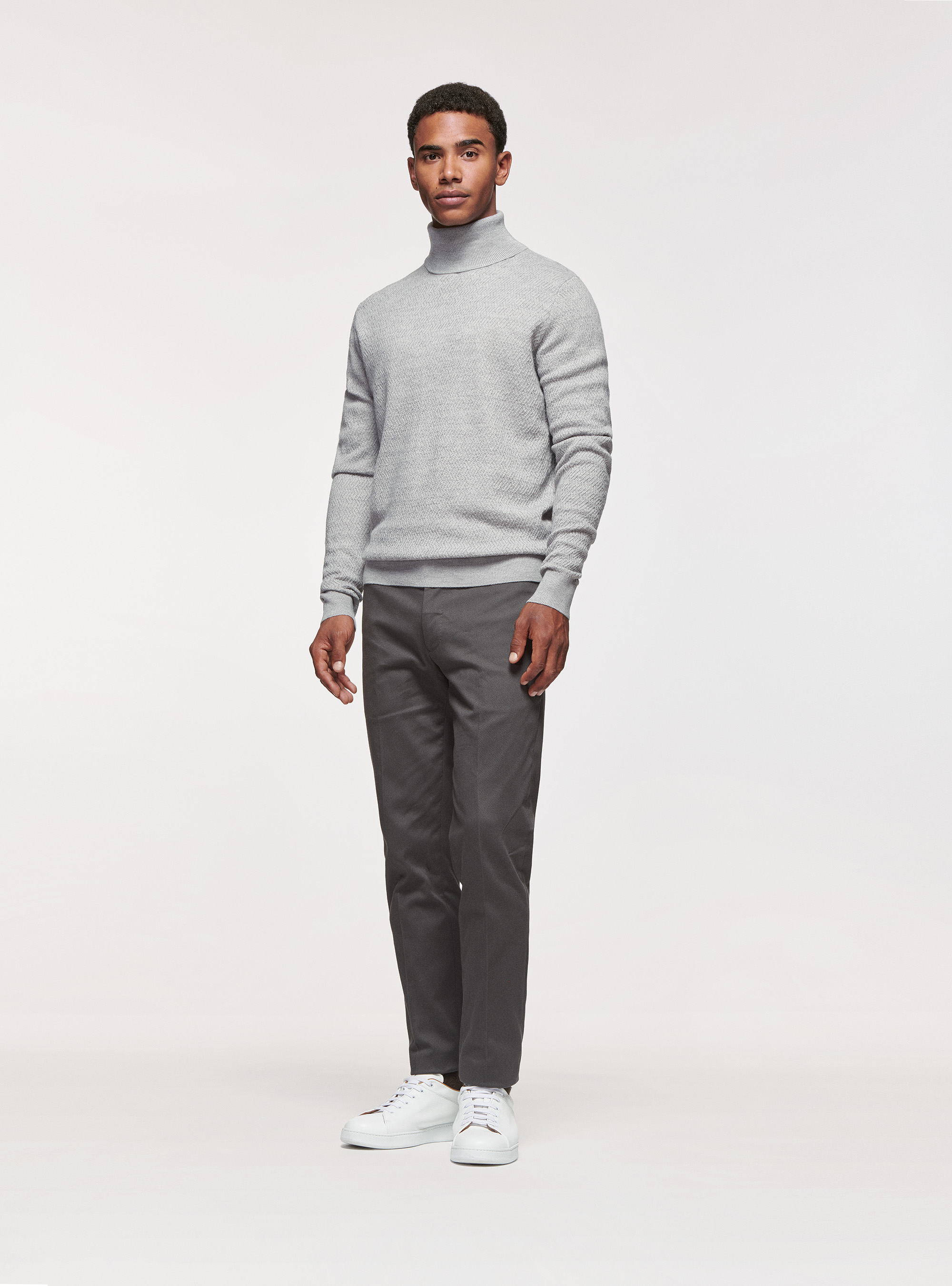 Textured wool-blend turtleneck, LIGHT GREY MELANGE