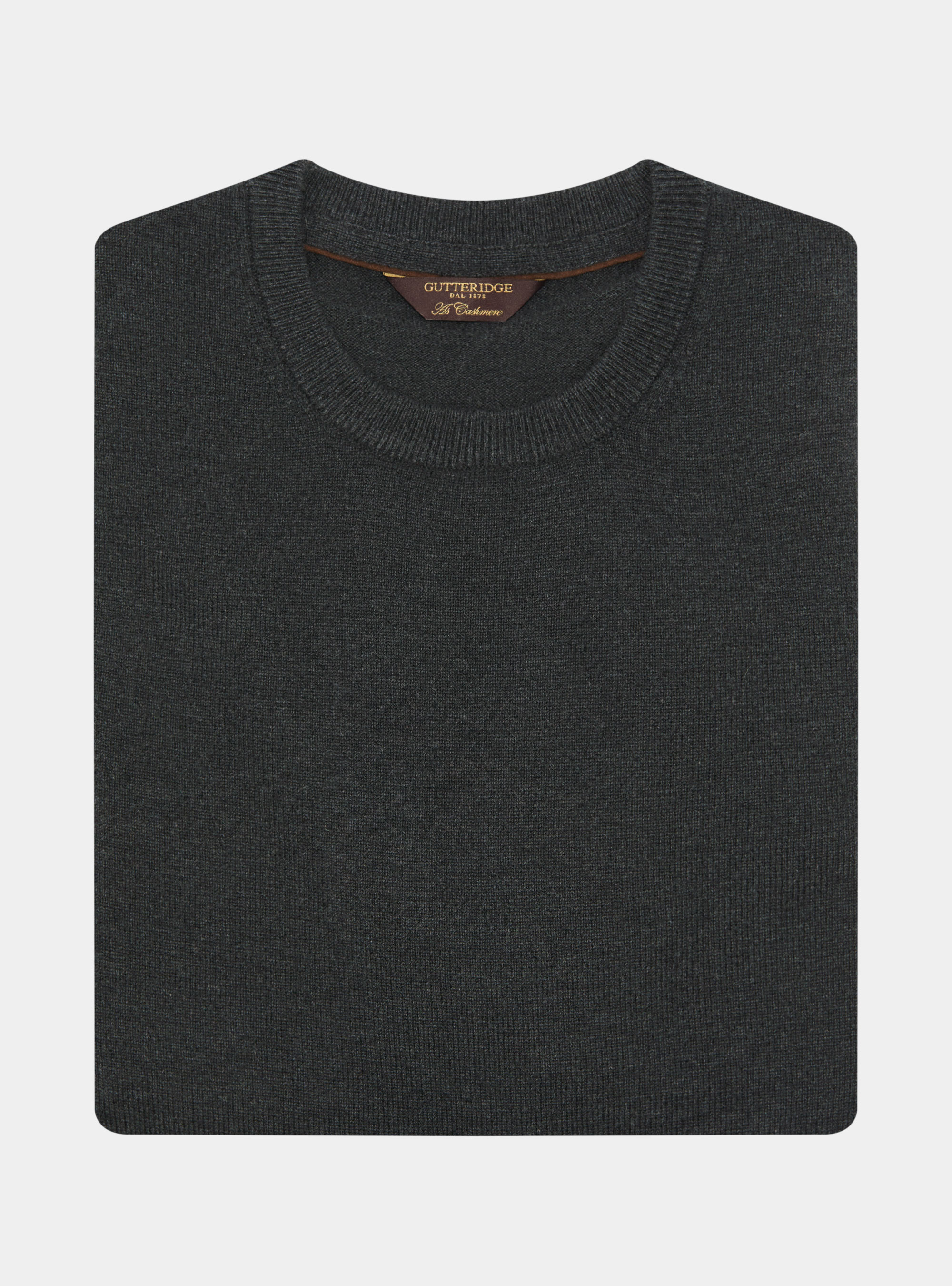 Lambswool and cashmere crewneck sweater, ASPHALT GREY