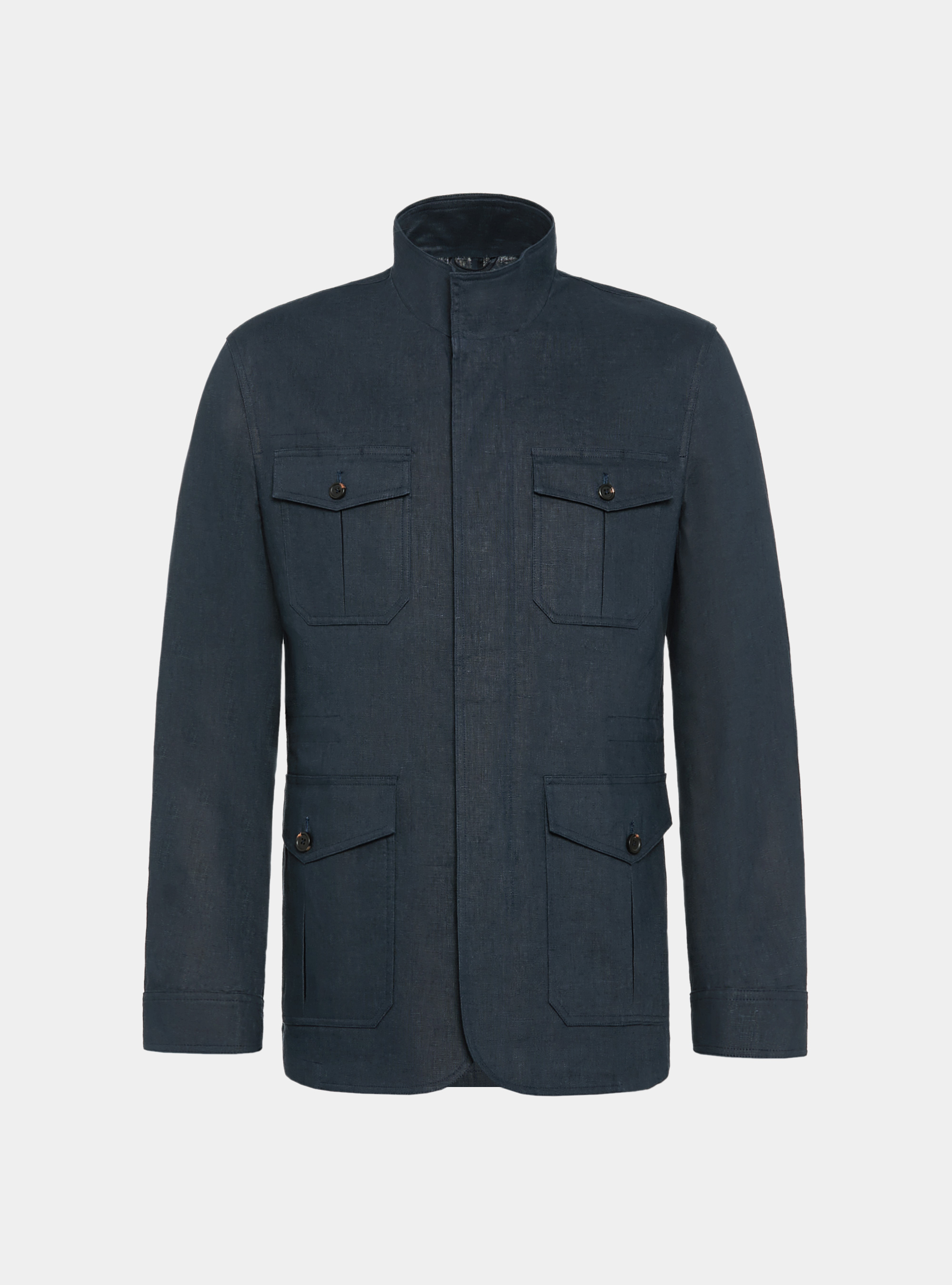 Field jacket in pure linen, NAVY BLUE