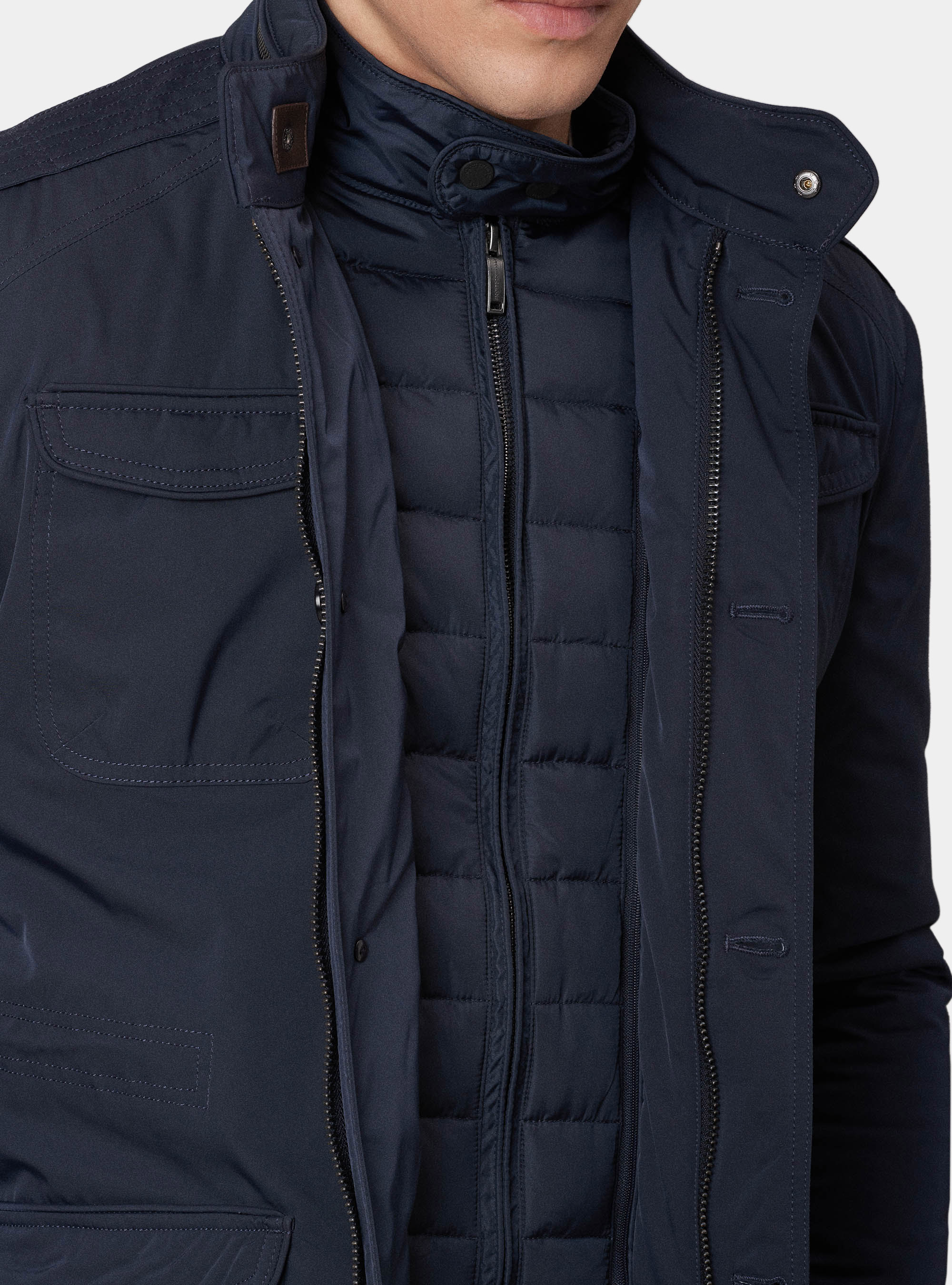 Field jacket con toppa e pettorina removibile, BLU NAVY