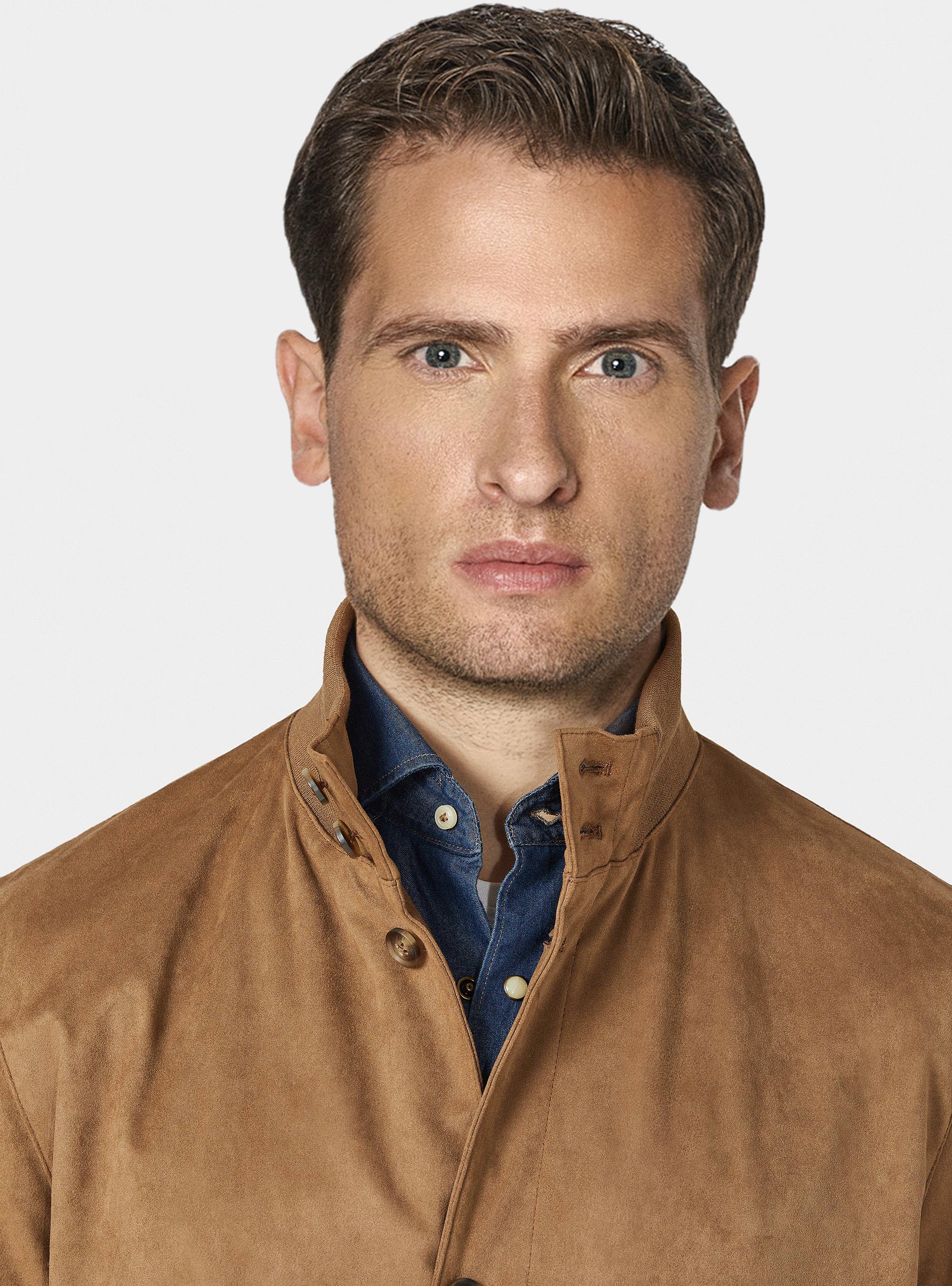 Suede effect bomber jacket, BROWN