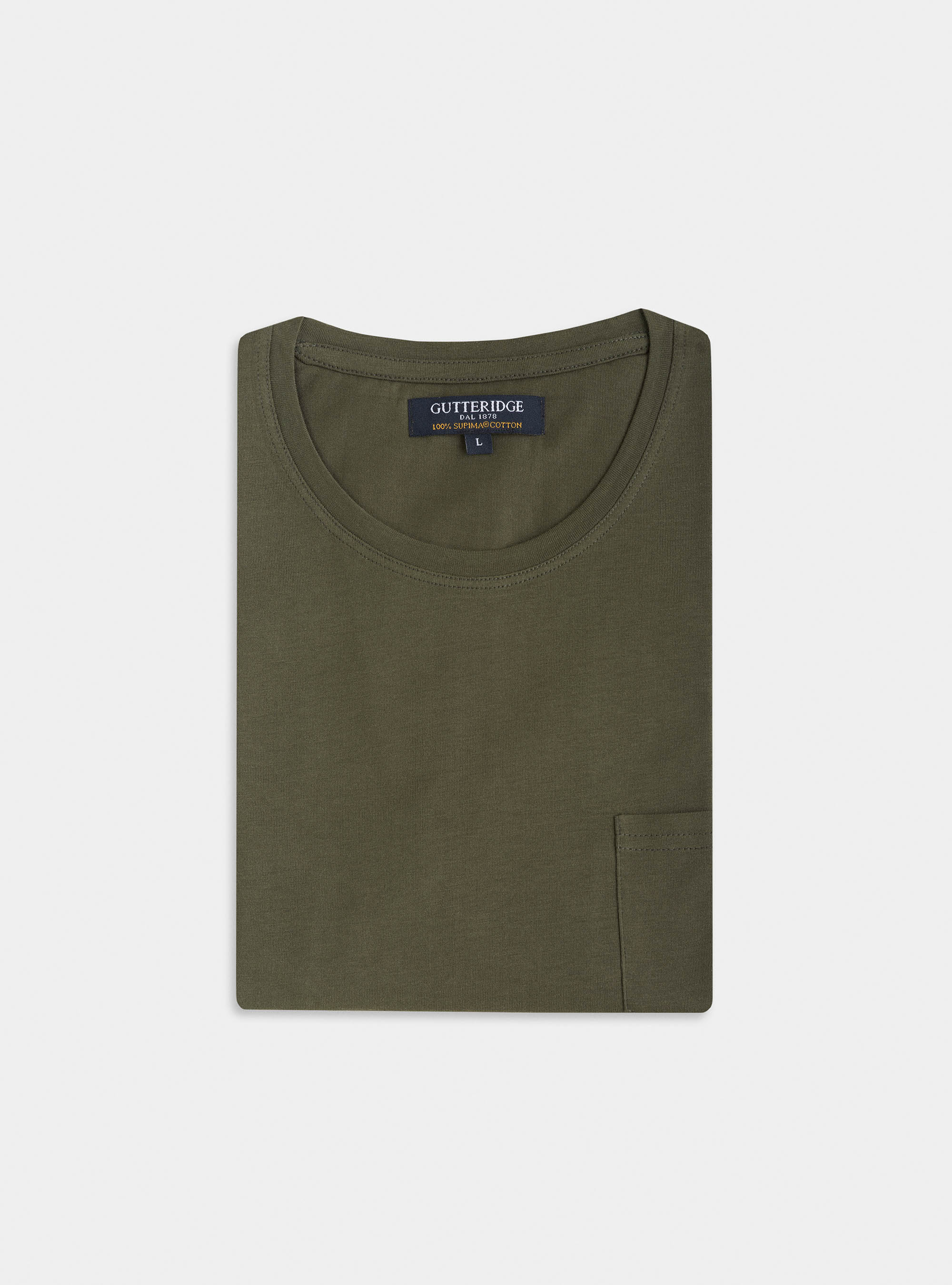 Maglietta con taschino in jersey di Cotone Supima, 0641C OLIVA