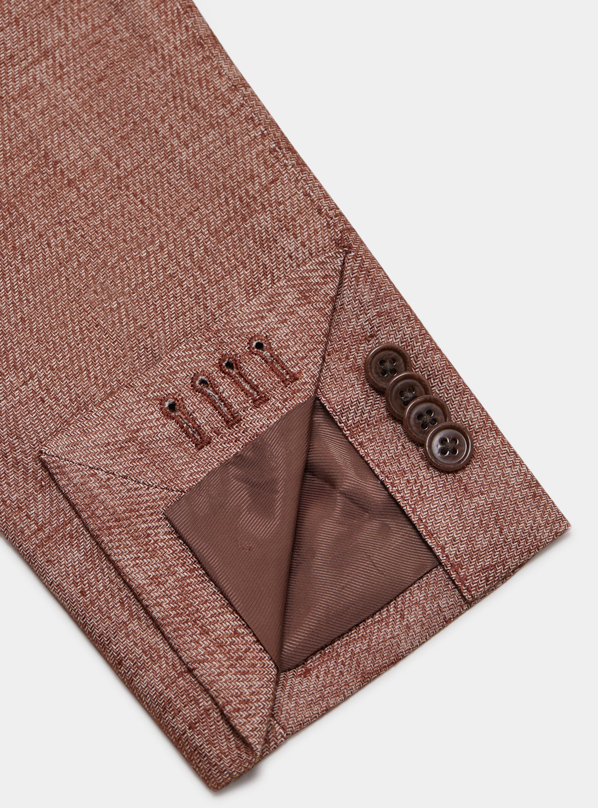 Linen and slub cotton blazer, TERRACOTTA