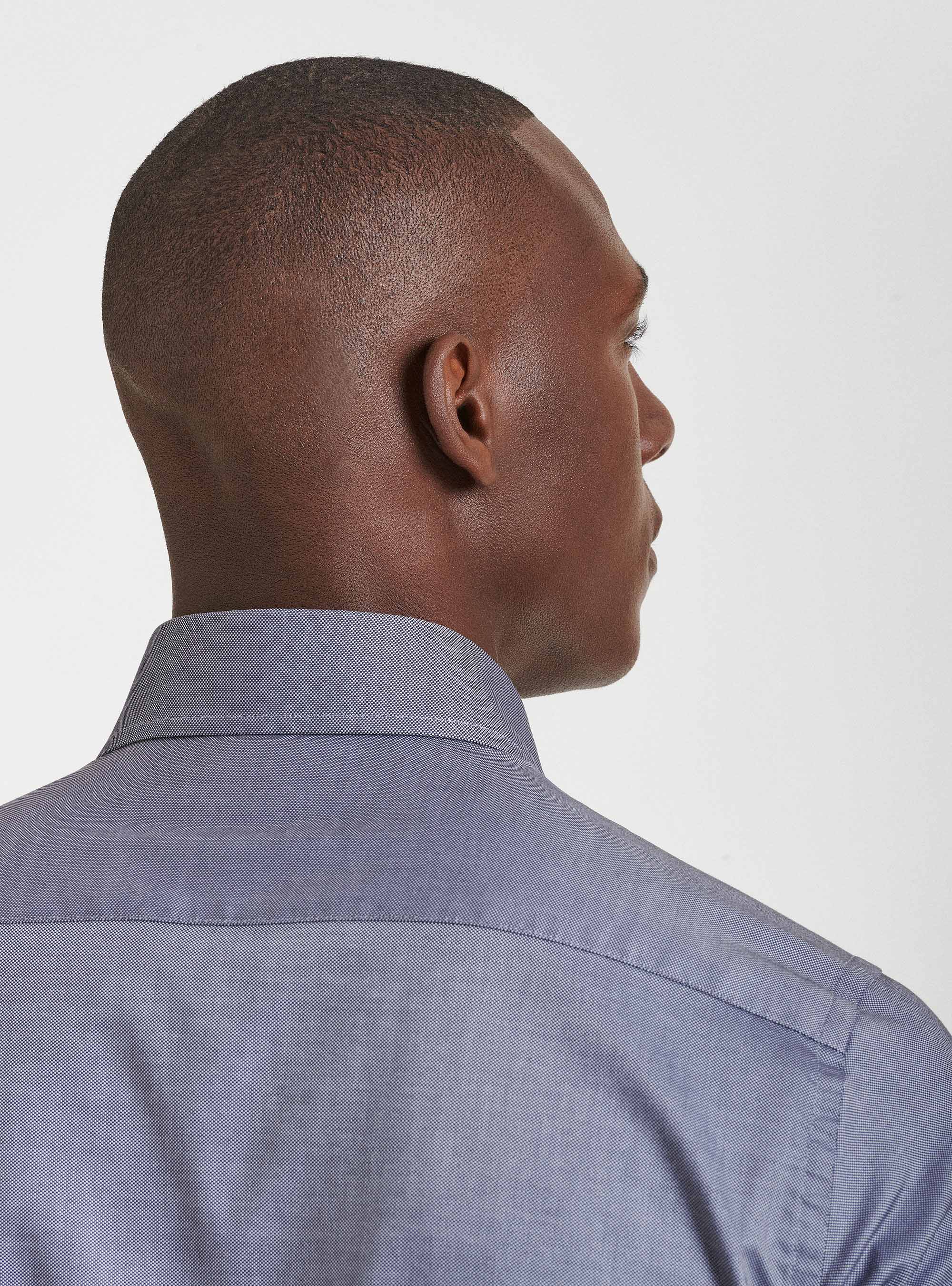 Camicia collo francese in cotone oxford, BLU NAVY