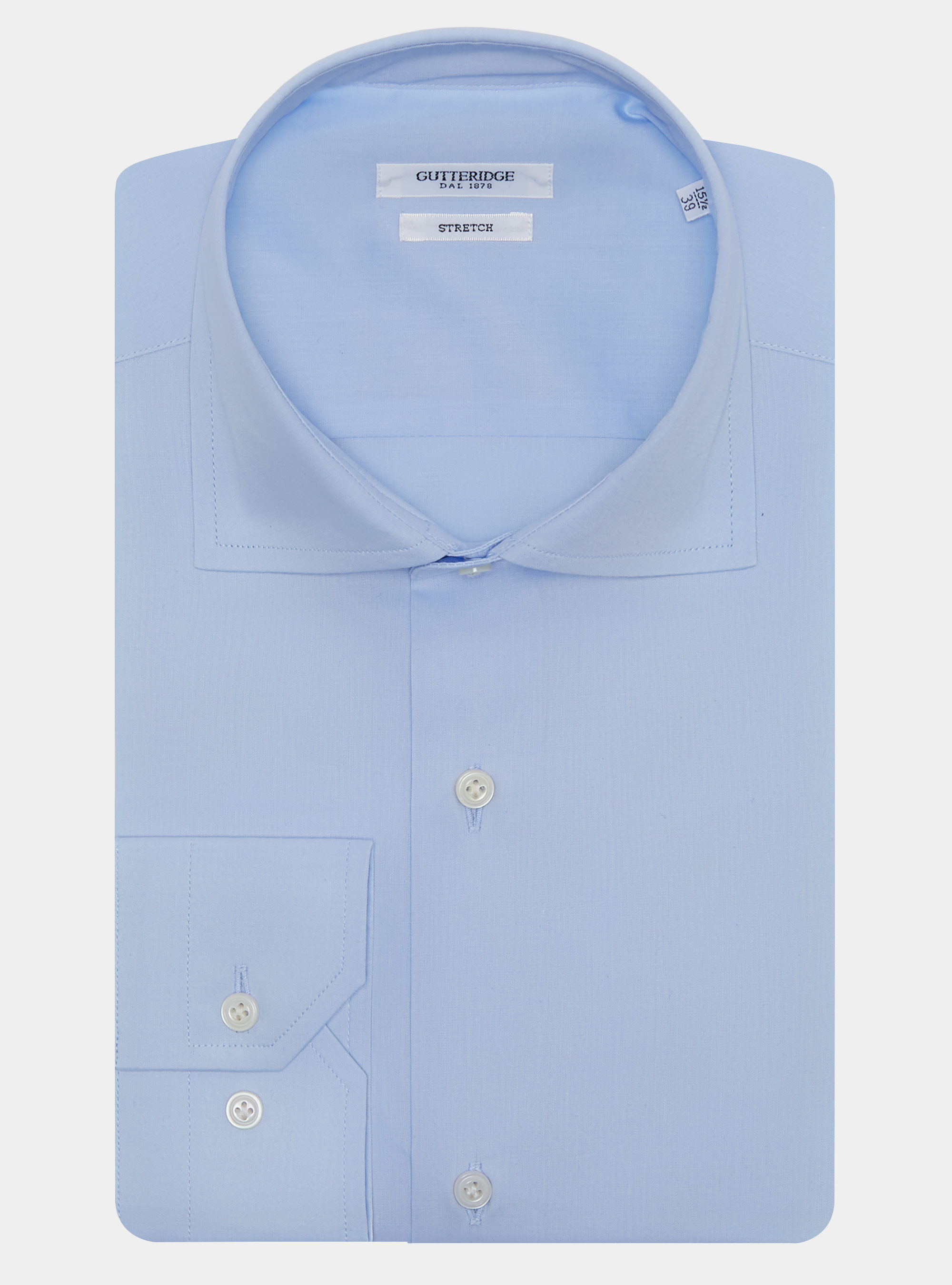 Camicia in popeline stretch, AZZURRO
